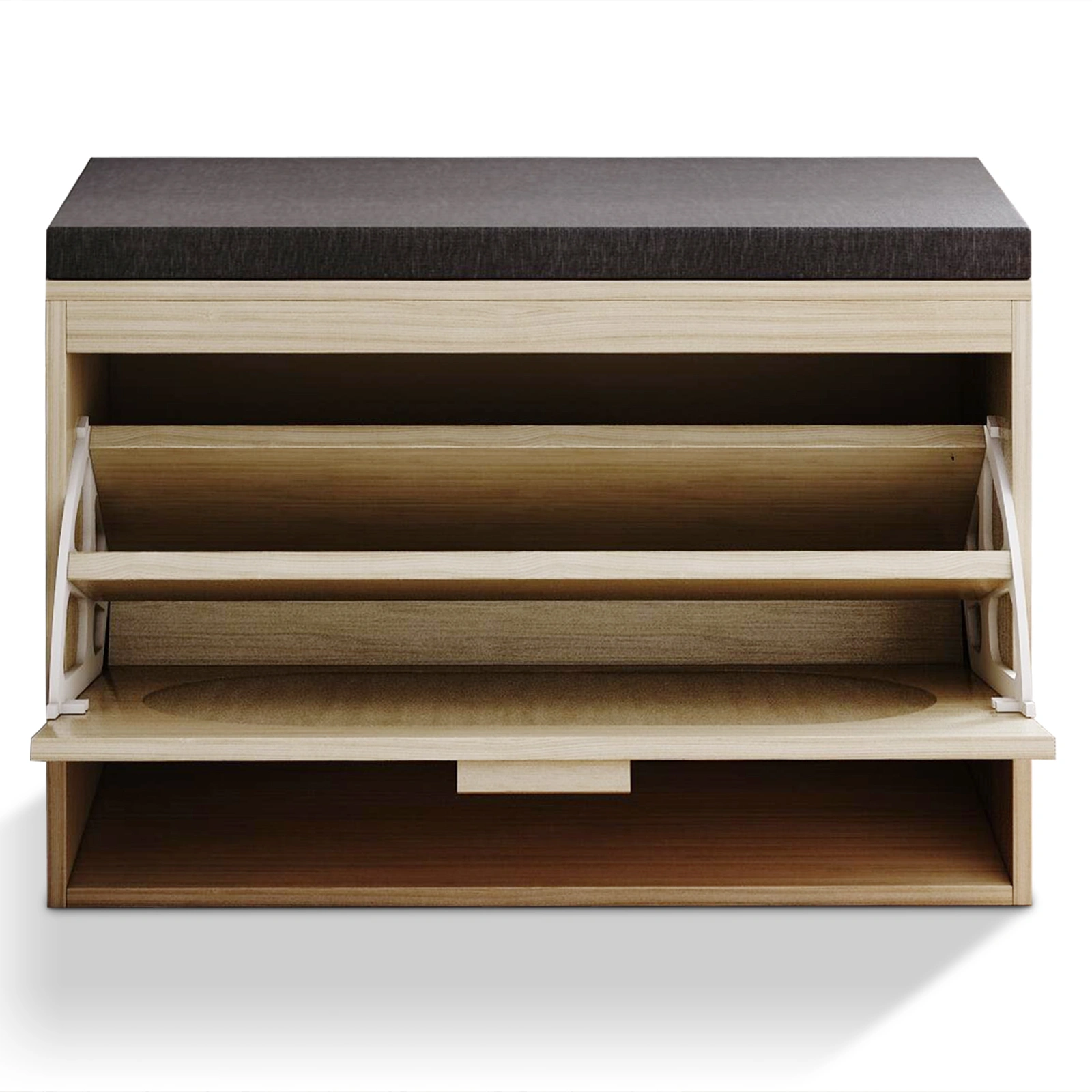 Rattan Shoe Rack, Hallway Shoe Bench, Shoe Cabinet with Flip-Drawer and Seat Cushion view 10