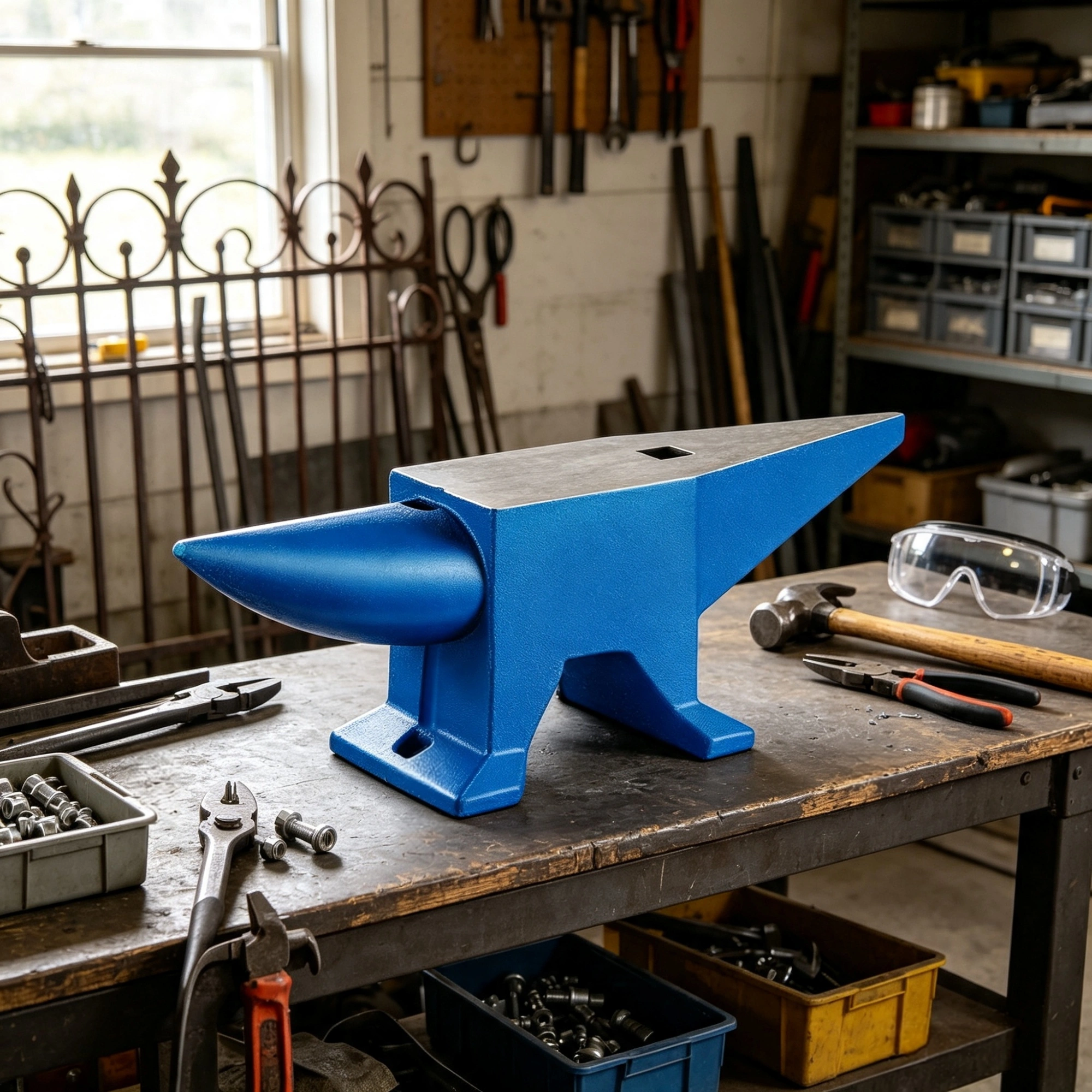 44 lbs Steel Anvil Single Horn with Round & Square Holes, Heavy Duty Blacksmith Anvil for Metalworking & Jewelers view 6