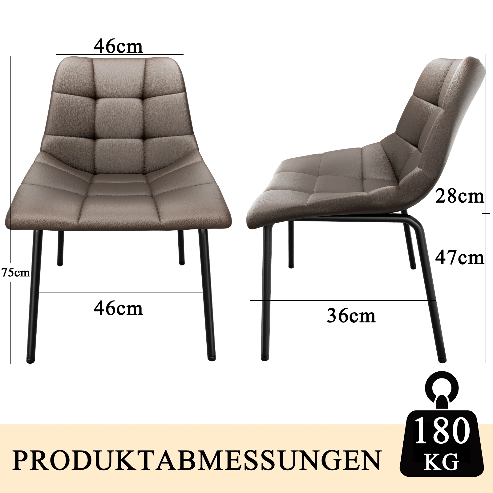 Modern Esszimmerstühle 8er Set, Kunstleder mit Hoher Rückenlehne, Gepolsterte Esstischstühle mit Metallfüßen, für Küche Wohnzimmer view 2
