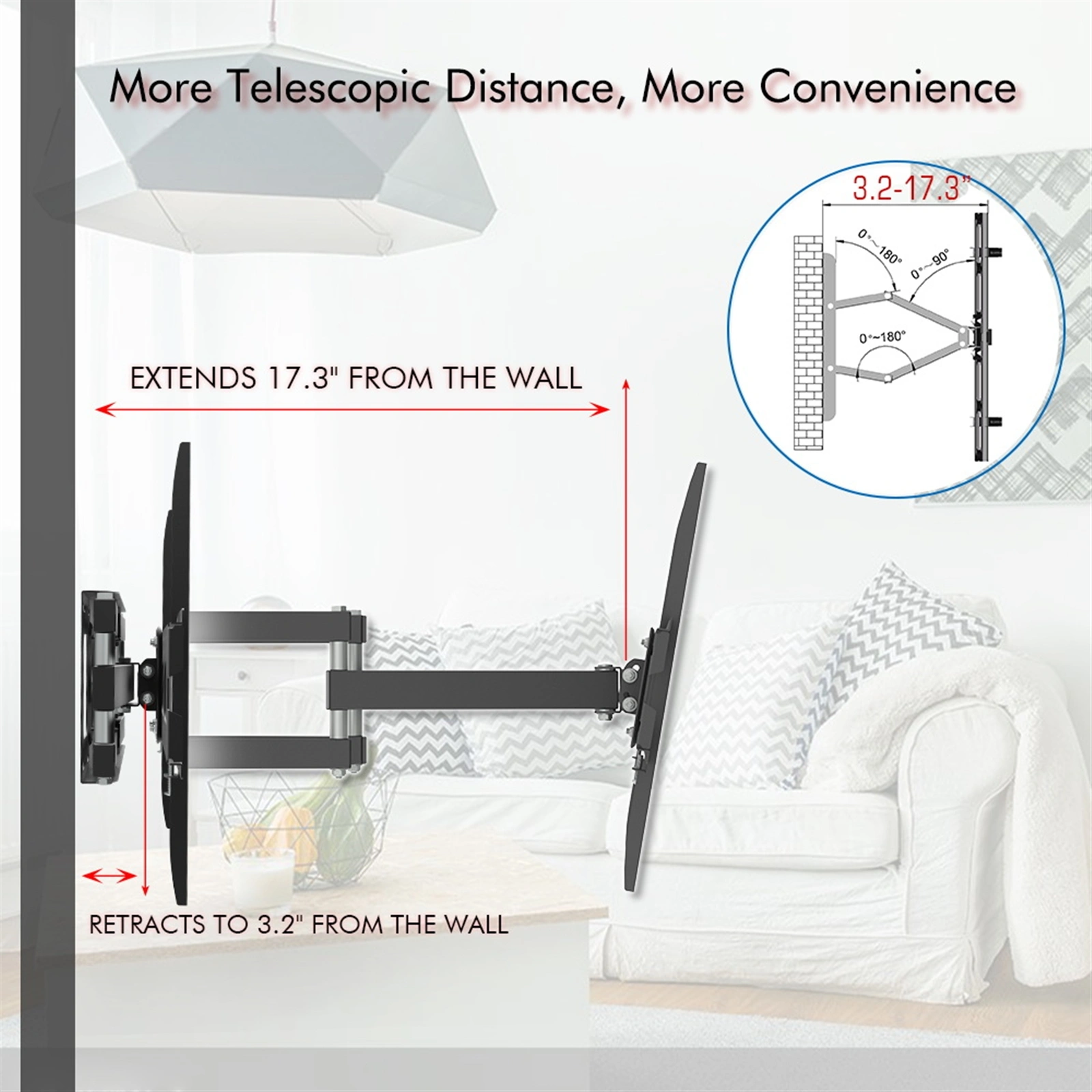 32-70 Inch Double Pendulum Large Base TV Stand Tmds-101 Bearing 50Kg/Vese600*400/Upper And Lower-10~ 10° view 11