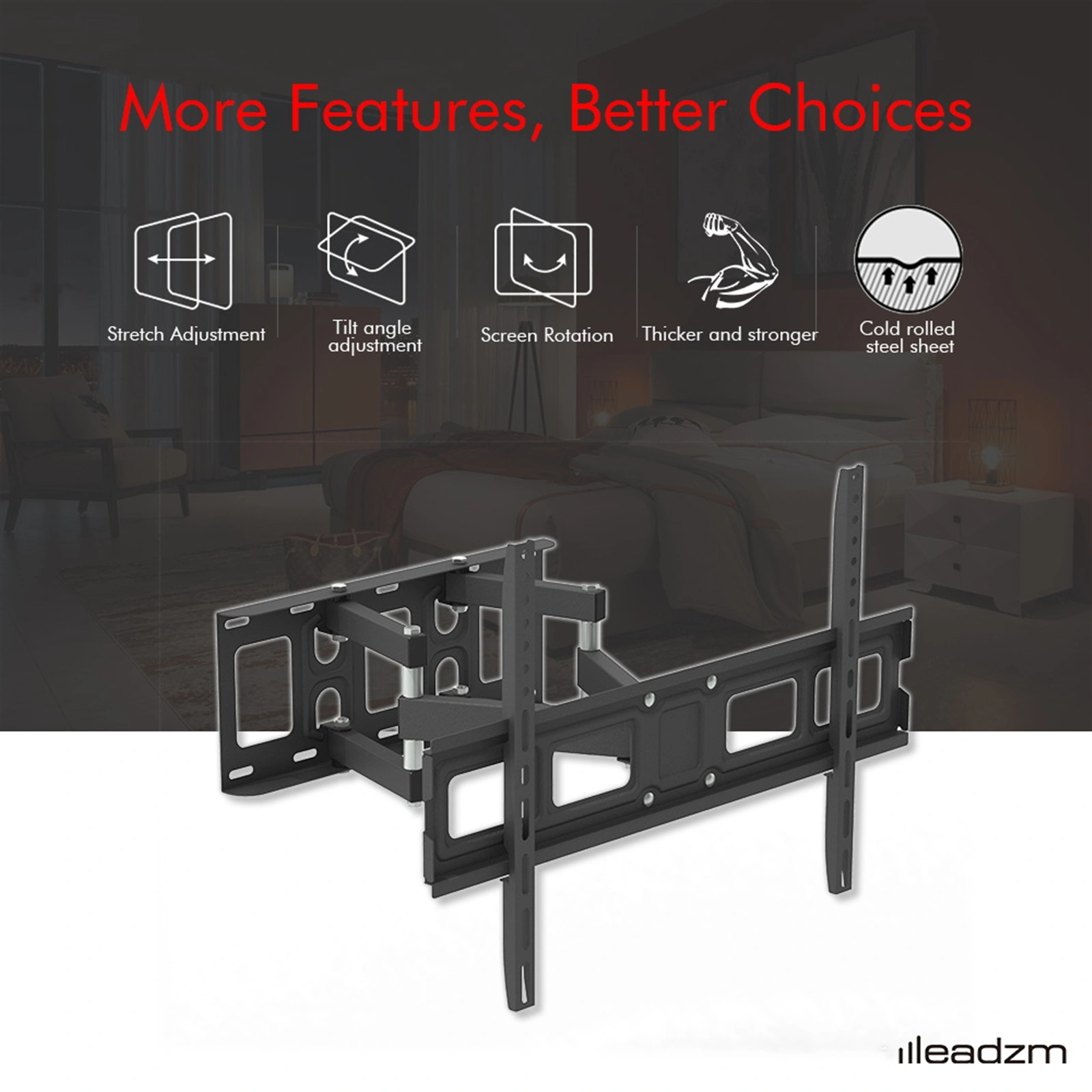 32-70 Inch Double Pendulum Large Base TV Stand Tmds-101 Bearing 50Kg/Vese600*400/Upper And Lower-10~ 10° view 12