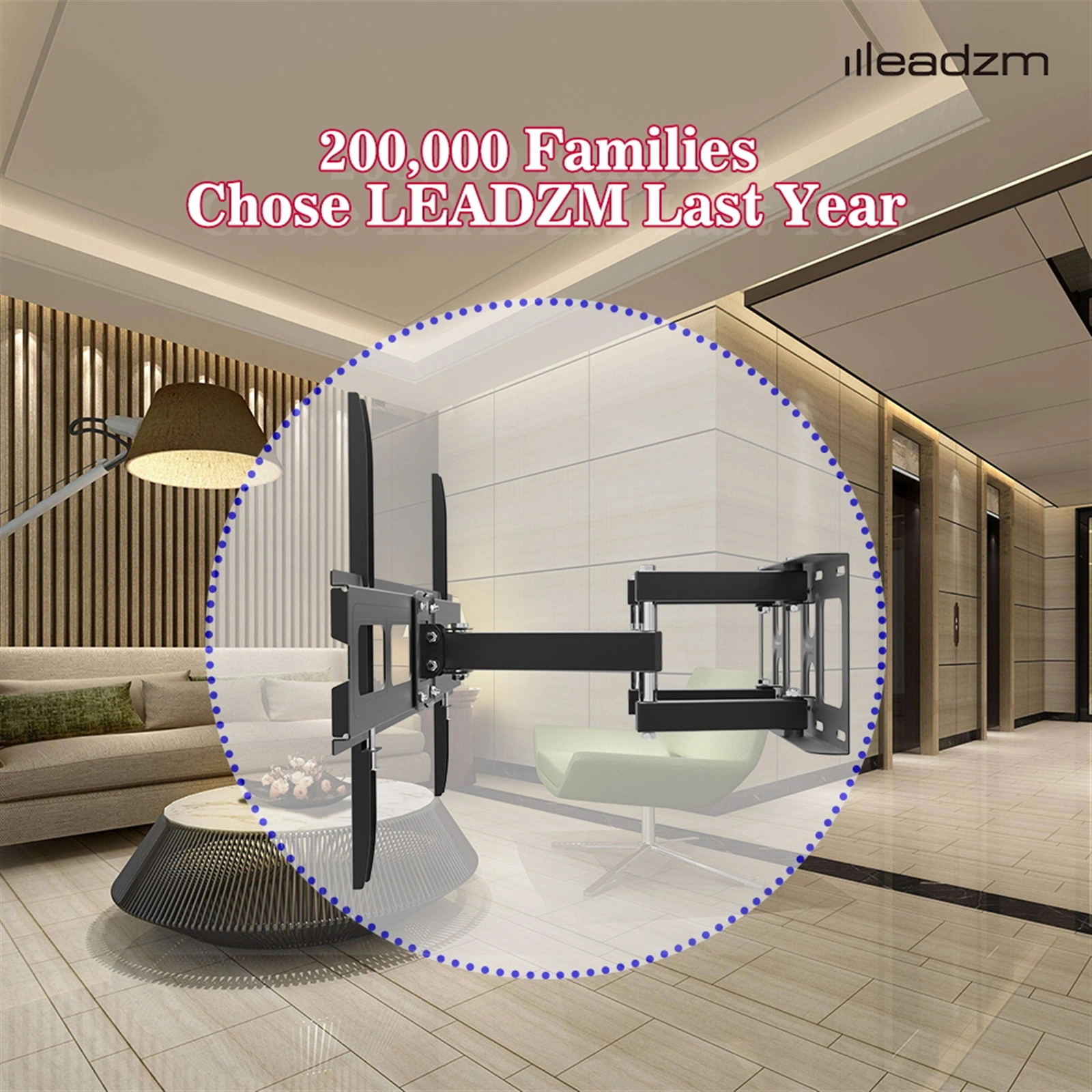 32-70 Inch Double Pendulum Large Base TV Stand Tmds-101 Bearing 50Kg/Vese600*400/Upper And Lower-10~ 10° view 13