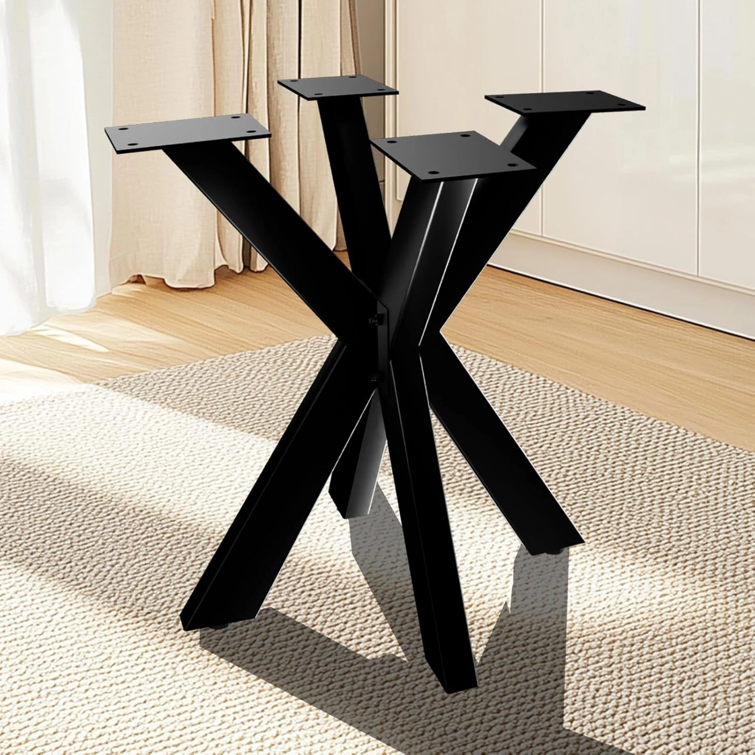 Industrial Tischbeine Metall Schwarz, Runde Möbelfüße 68x71cm H, Tischgestell Tischkufen für DIY Esstisch, Schreibtisch, Nachtständer