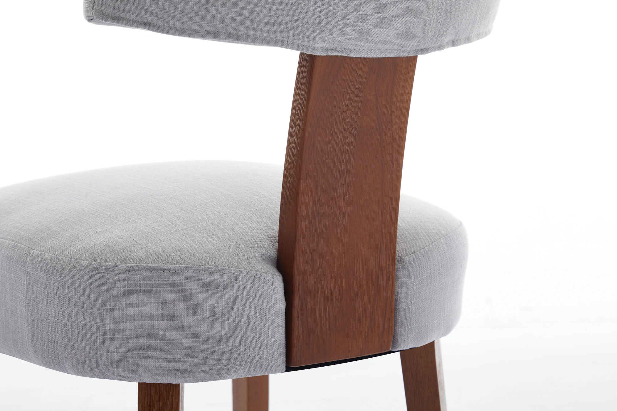 Set of 2 Gray Linen Fabric Dining Chairs, Modern Armless Side Chairs with Curved Backrest & Solid Wooden Legs for Dining Room, Living Room view 13