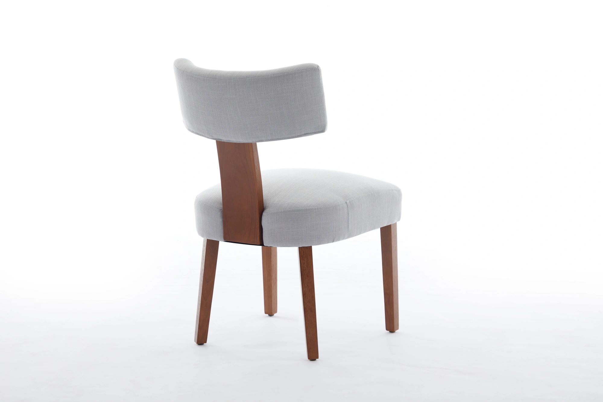 Set of 2 Gray Linen Fabric Dining Chairs, Modern Armless Side Chairs with Curved Backrest & Solid Wooden Legs for Dining Room, Living Room view 7