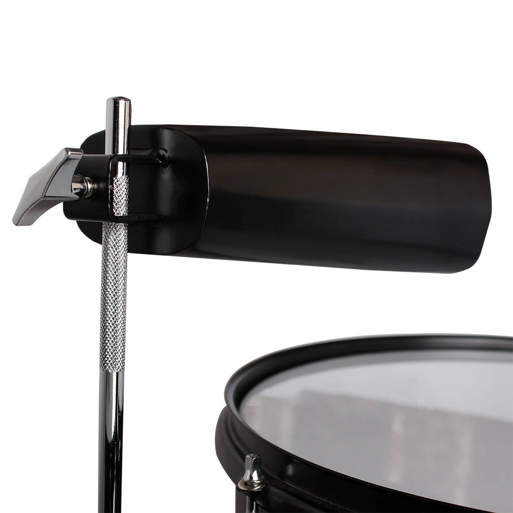 Percussion 13" & 14" Timbales Drum Set with Stand and Cowbell - Black view 3
