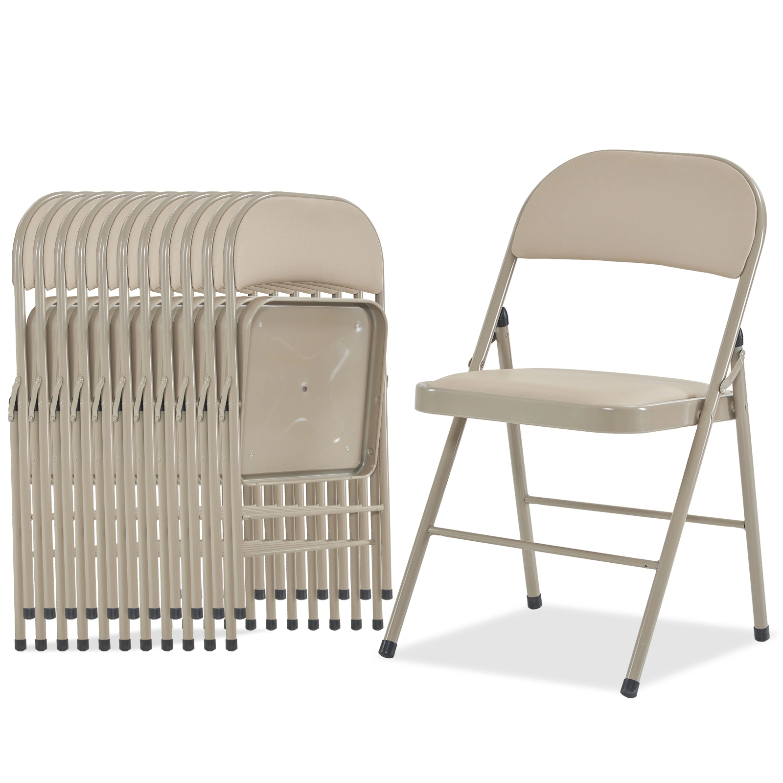 4pcs Elegant Foldable Iron & PVC Chairs for Convention & Exhibition Light Brown view 14