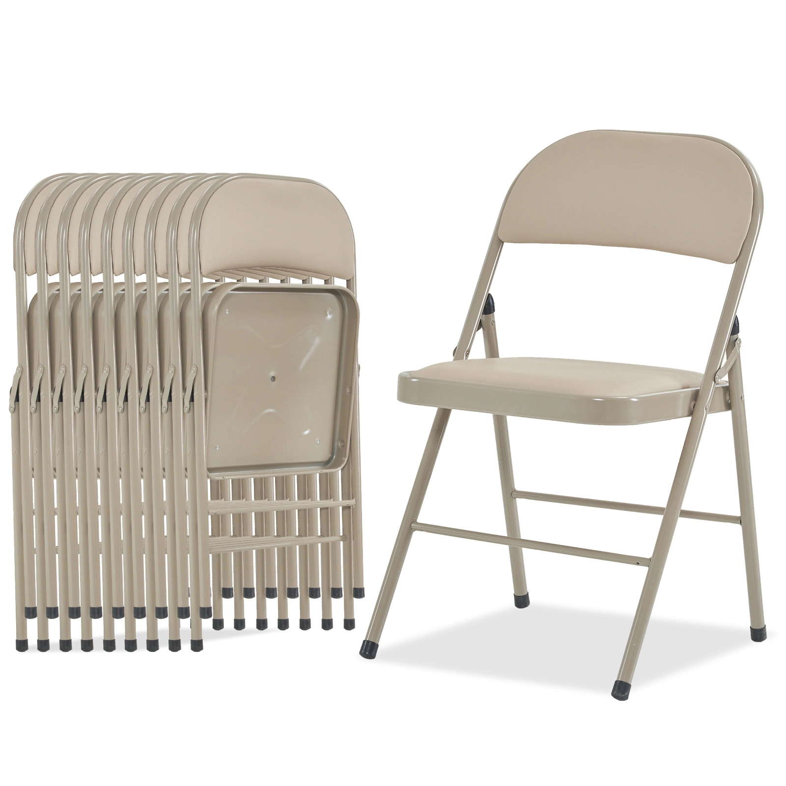 4pcs Elegant Foldable Iron & PVC Chairs for Convention & Exhibition Light Brown view 15