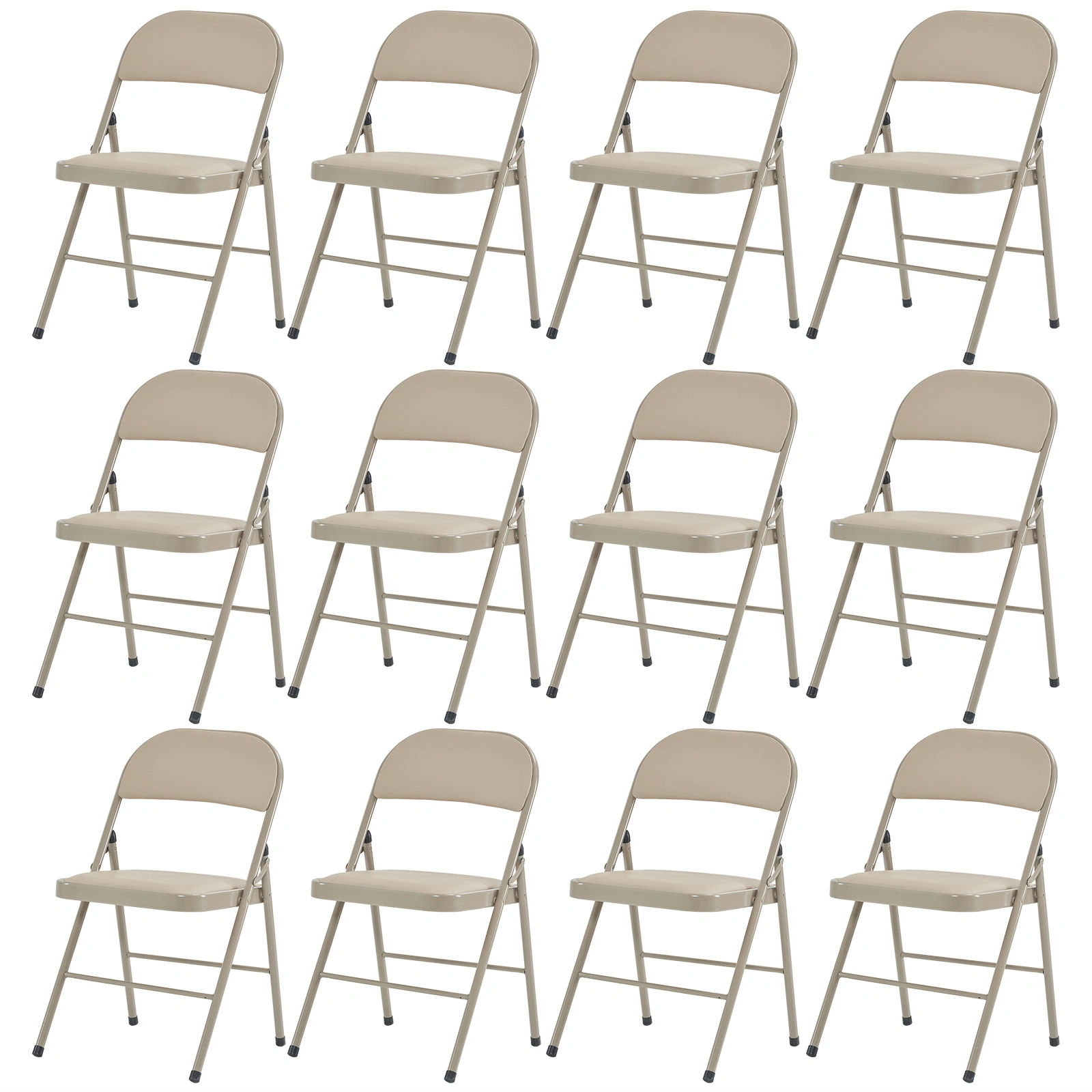 4pcs Elegant Foldable Iron & PVC Chairs for Convention & Exhibition Light Brown view 17