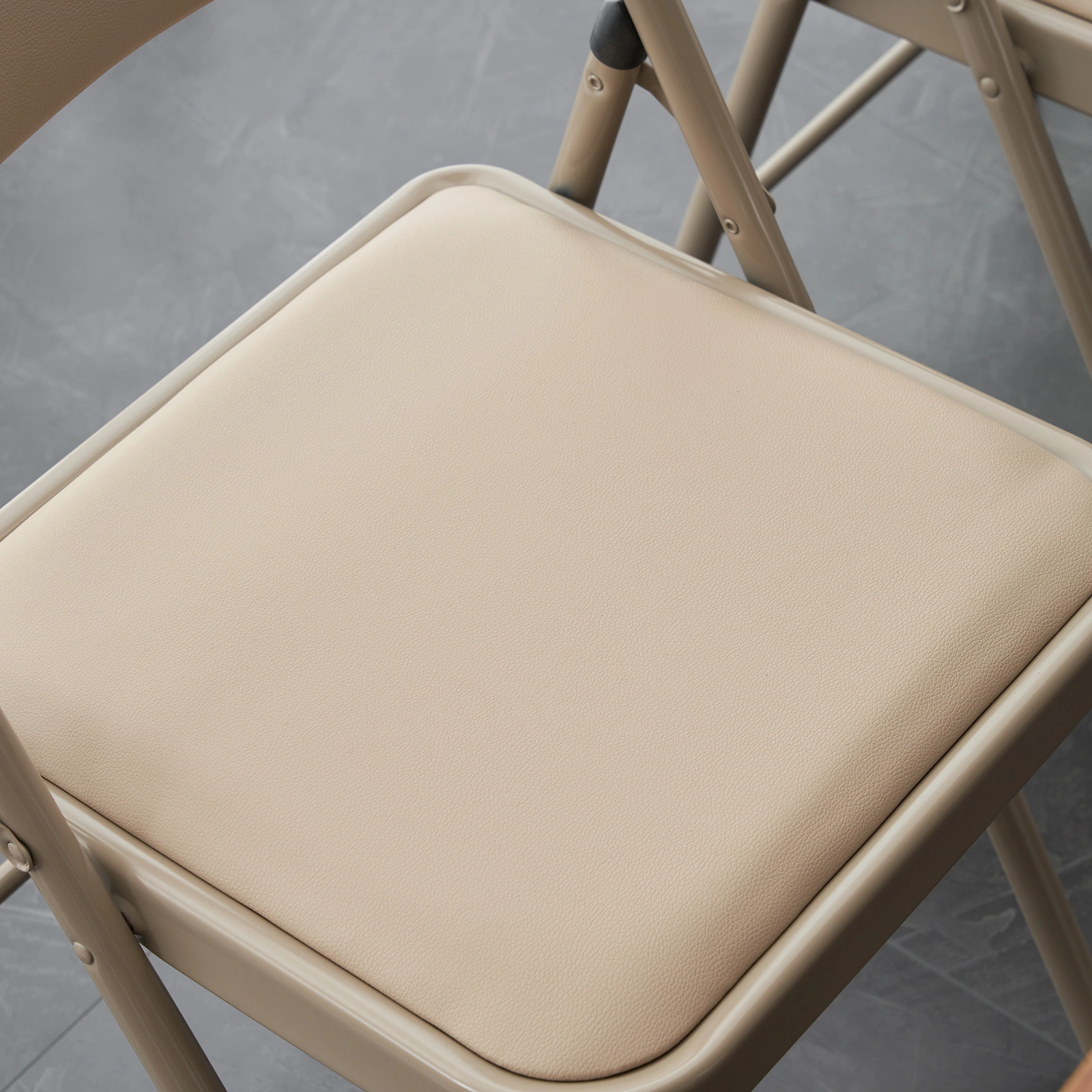4pcs Elegant Foldable Iron & PVC Chairs for Convention & Exhibition Light Brown view 27