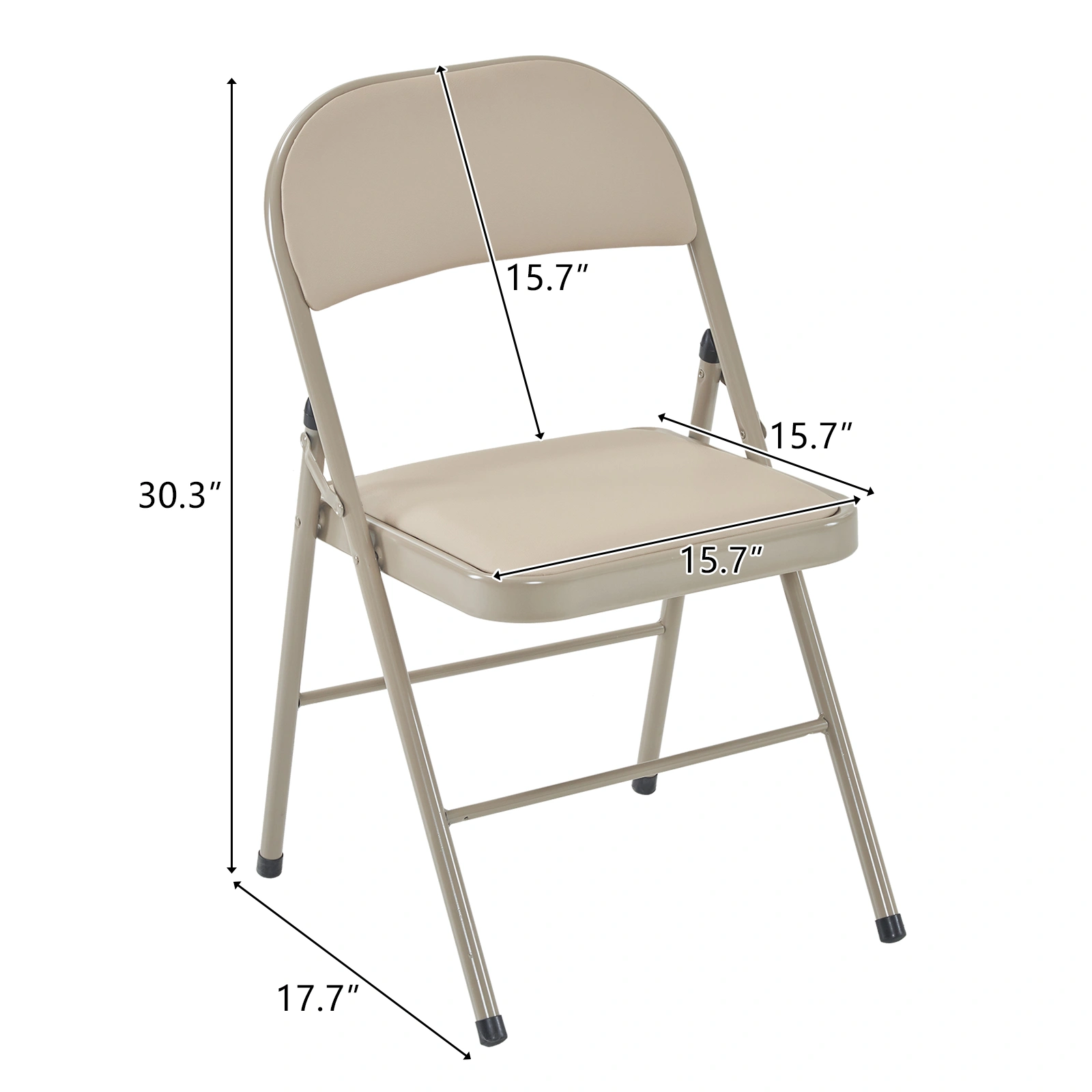4pcs Elegant Foldable Iron & PVC Chairs for Convention & Exhibition Light Brown view 3