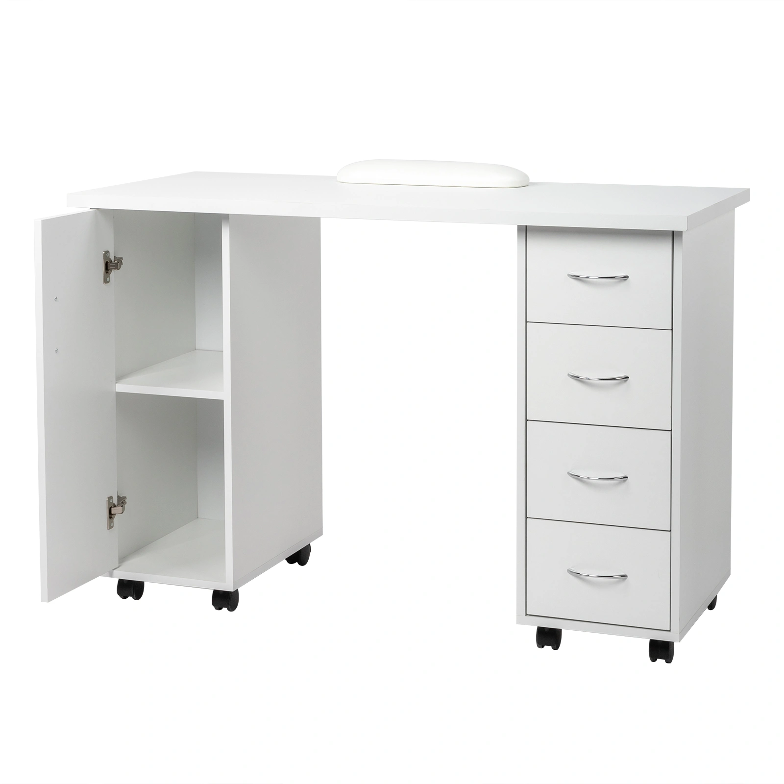 Double Edged Manicure Nail Table with Drawer White view 12