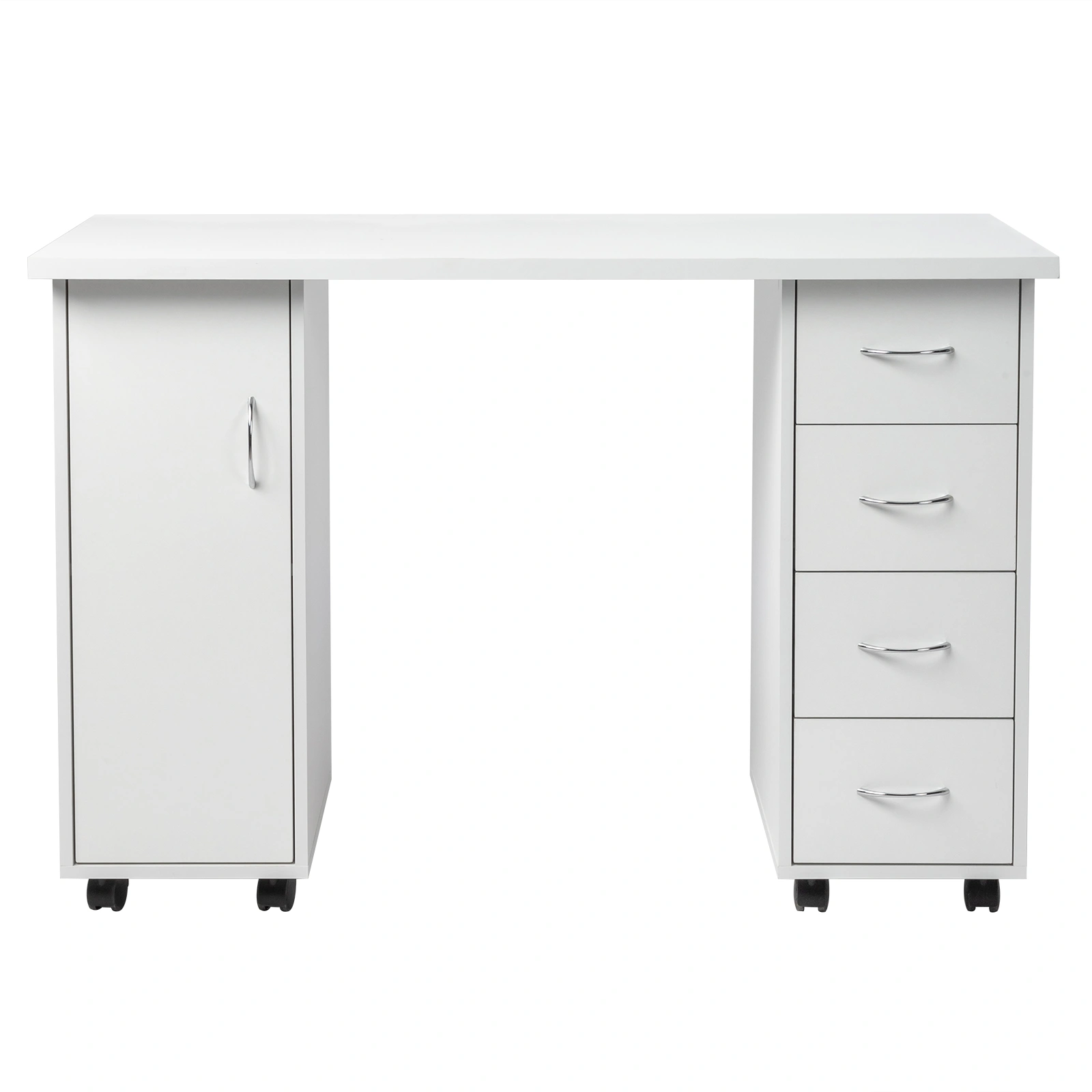 Double Edged Manicure Nail Table with Drawer White view 4
