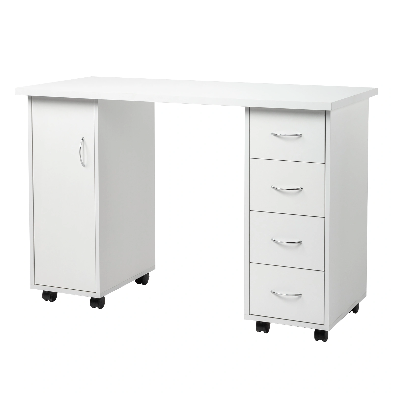 Double Edged Manicure Nail Table with Drawer White view 9