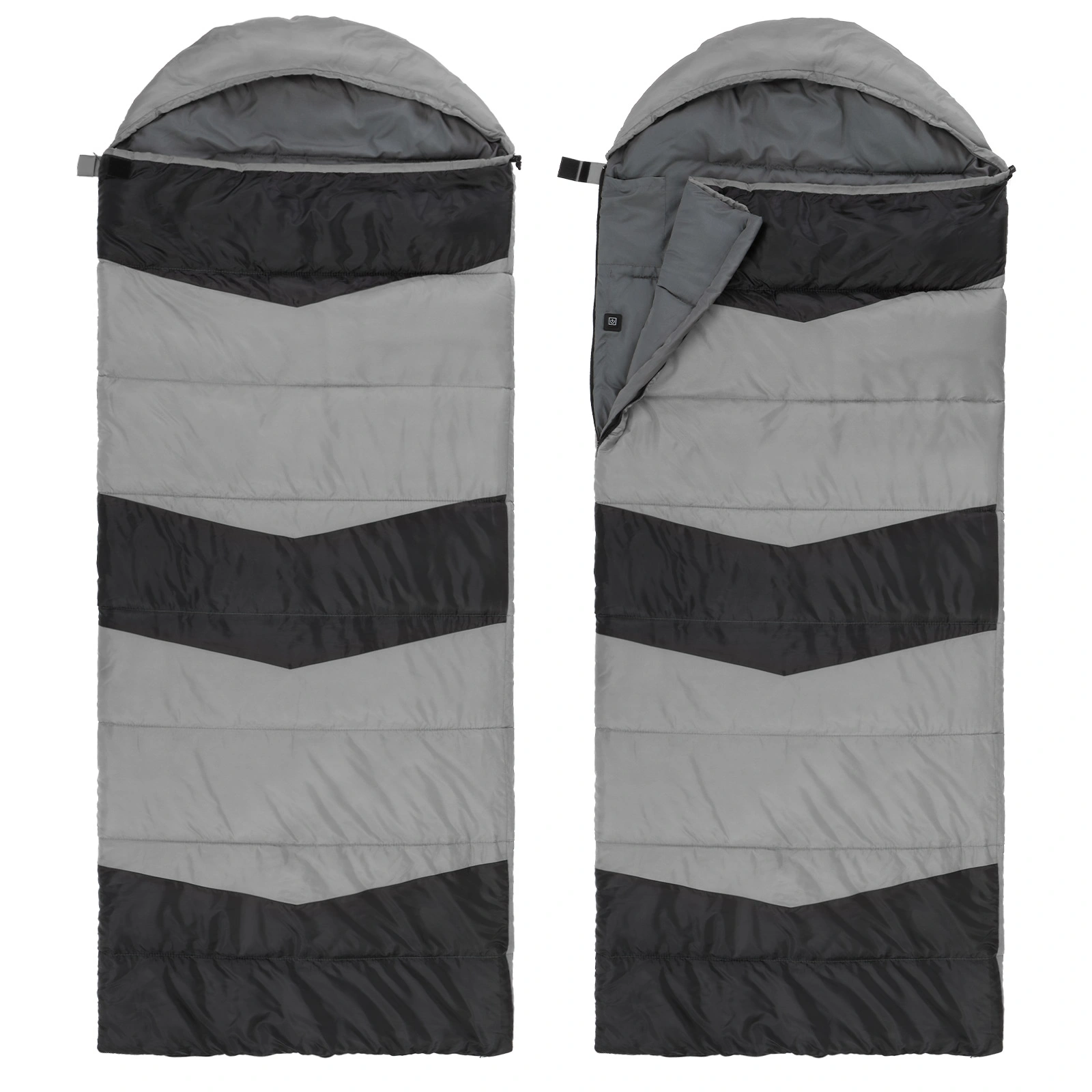 Rectangular Heated Sleeping Bag, Lightweight Sleeping Bag with Multi USB Powered Heating Pads, Waterproof Compact Envelope Sleeping Bag for Backpacking Hiking, Gray view 11