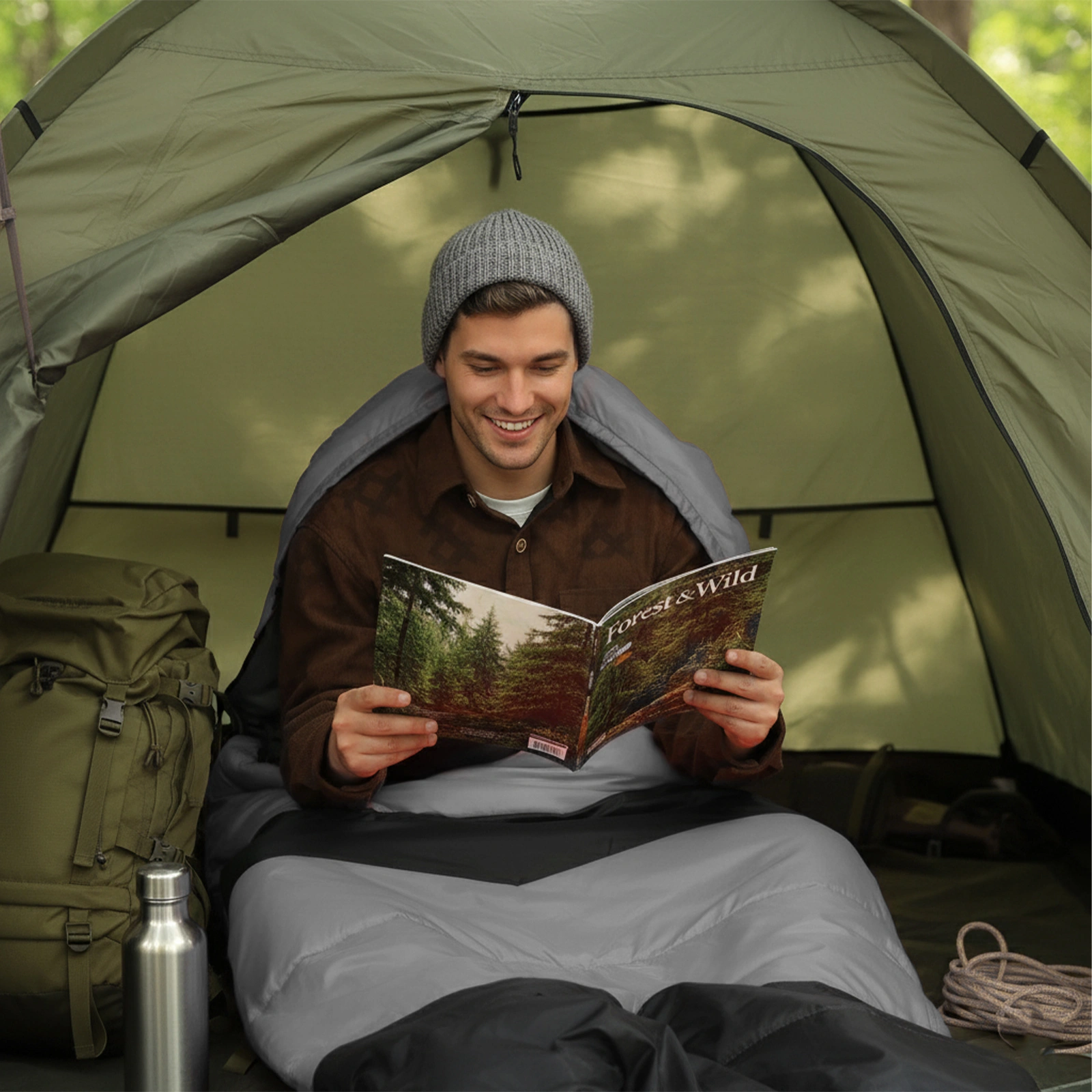 Rectangular Heated Sleeping Bag, Lightweight Sleeping Bag with Multi USB Powered Heating Pads, Waterproof Compact Envelope Sleeping Bag for Backpacking Hiking, Gray view 3