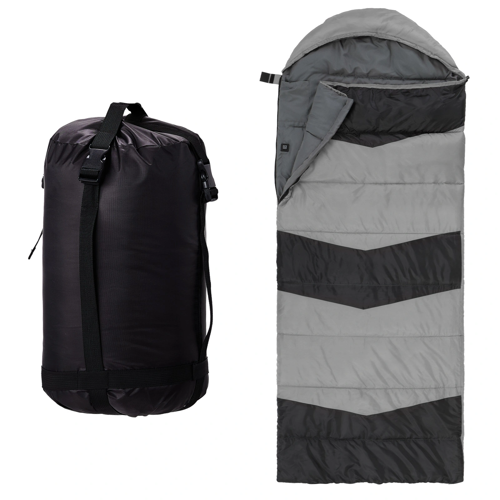 Rectangular Heated Sleeping Bag, Lightweight Sleeping Bag with Multi USB Powered Heating Pads, Waterproof Compact Envelope Sleeping Bag for Backpacking Hiking, Gray view 6