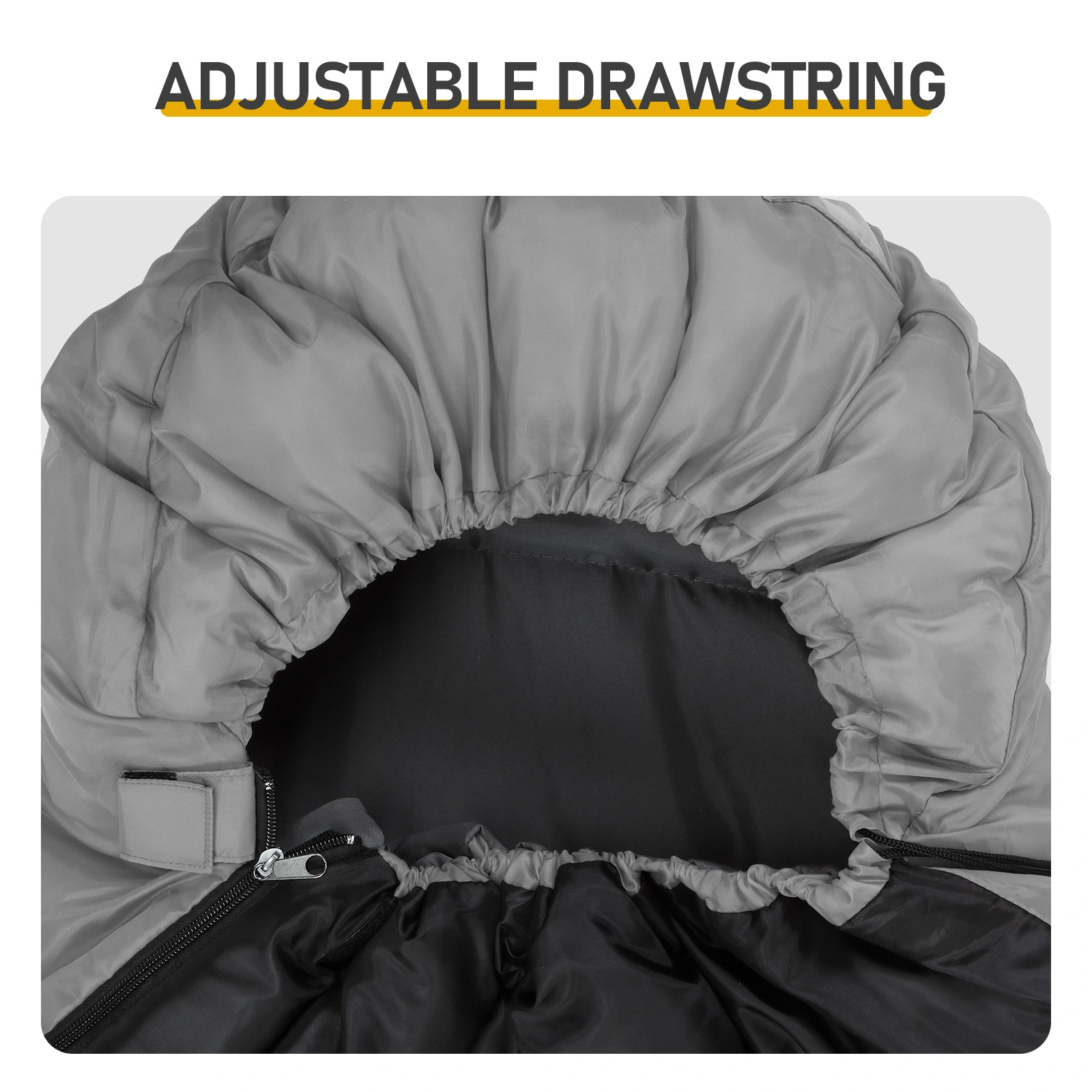 Rectangular Heated Sleeping Bag, Lightweight Sleeping Bag with Multi USB Powered Heating Pads, Waterproof Compact Envelope Sleeping Bag for Backpacking Hiking, Gray view 9