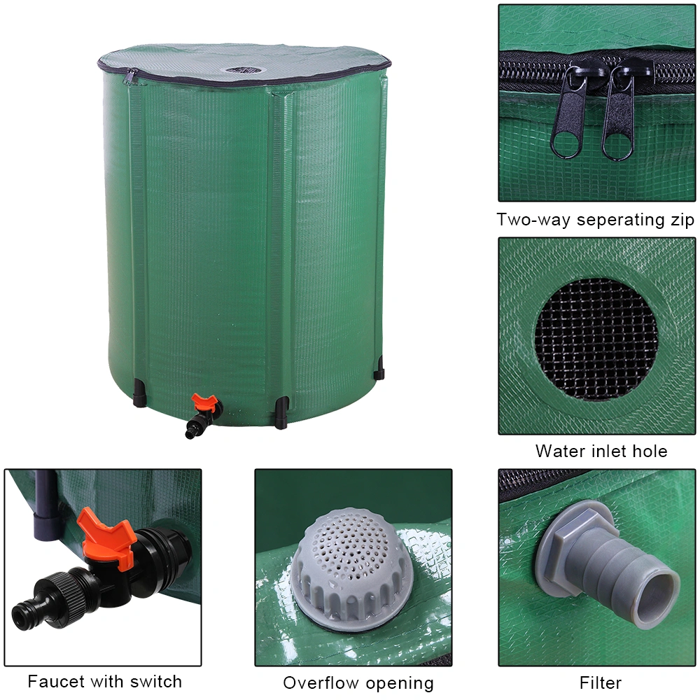 66 Gallon Folding Rain Barrel Water Collector Green view 15