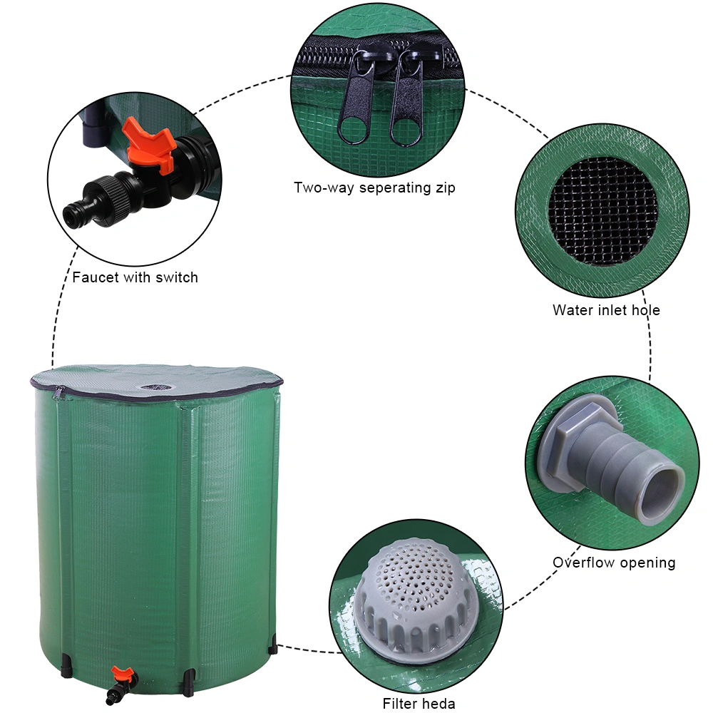 66 Gallon Folding Rain Barrel Water Collector Green view 9