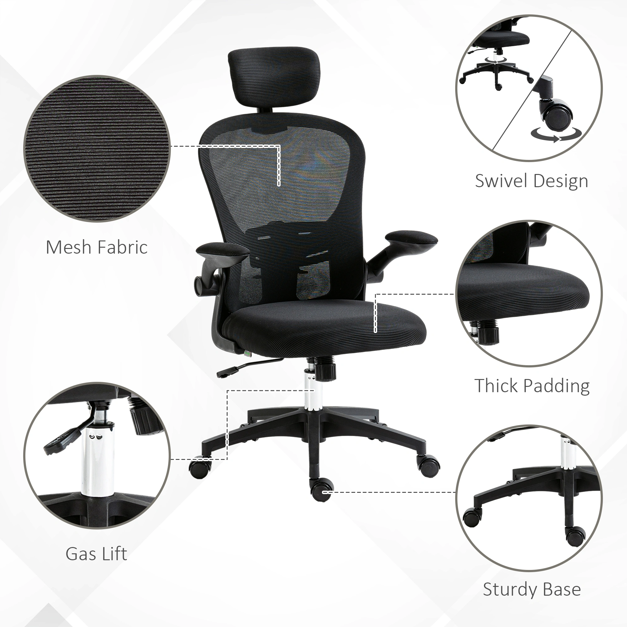Massage Office Chair, Ergonomic Computer Desk Chair with Lumbar Support and Armrests view 5