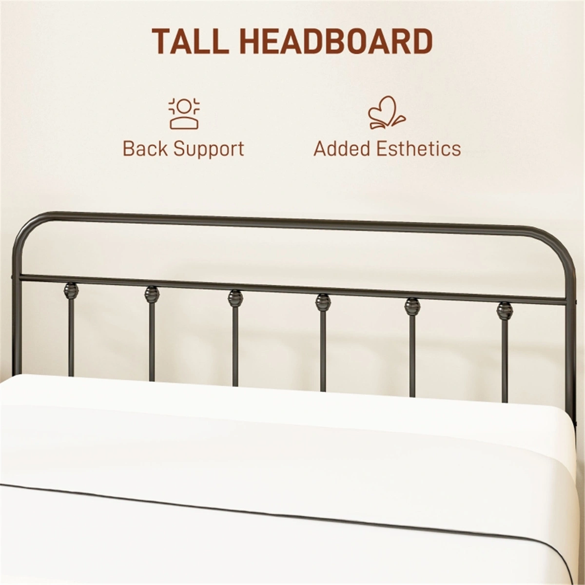 140cm Metal Bed Frame, Heavy Duty Steel Platform Bed Frame, Strong Metal Slats Support, Easy Assembly, 275lbs Capacity view 3