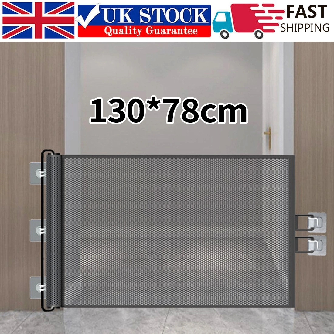 Retractable Pet Gate for Dogs & Babies, Folding Safety Stair Gate, Adjustable Doorway Barrier, Self-Closing Gate