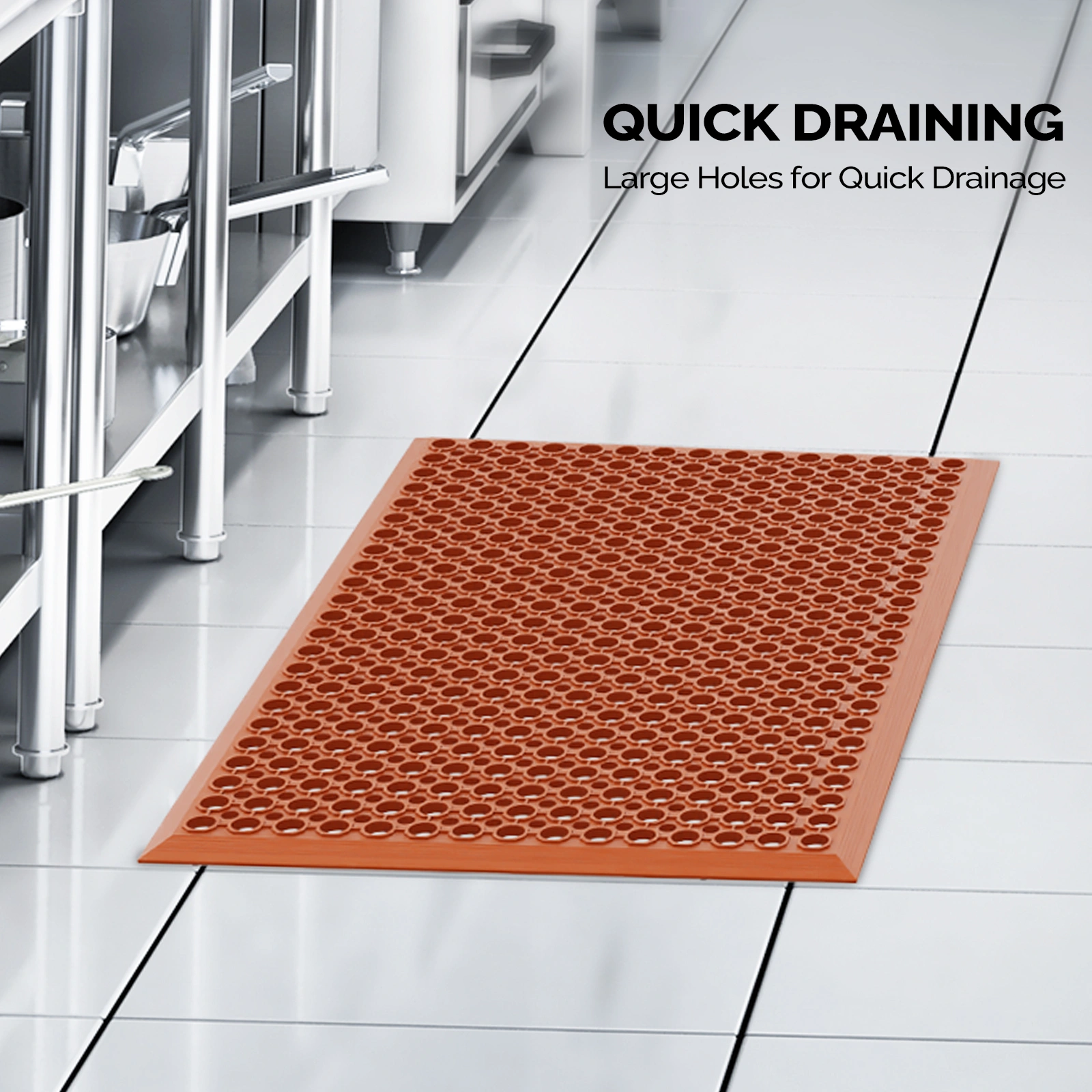Red Rubber Floor Mat, 60*90*1cm, Anti-Fatigue & Durable