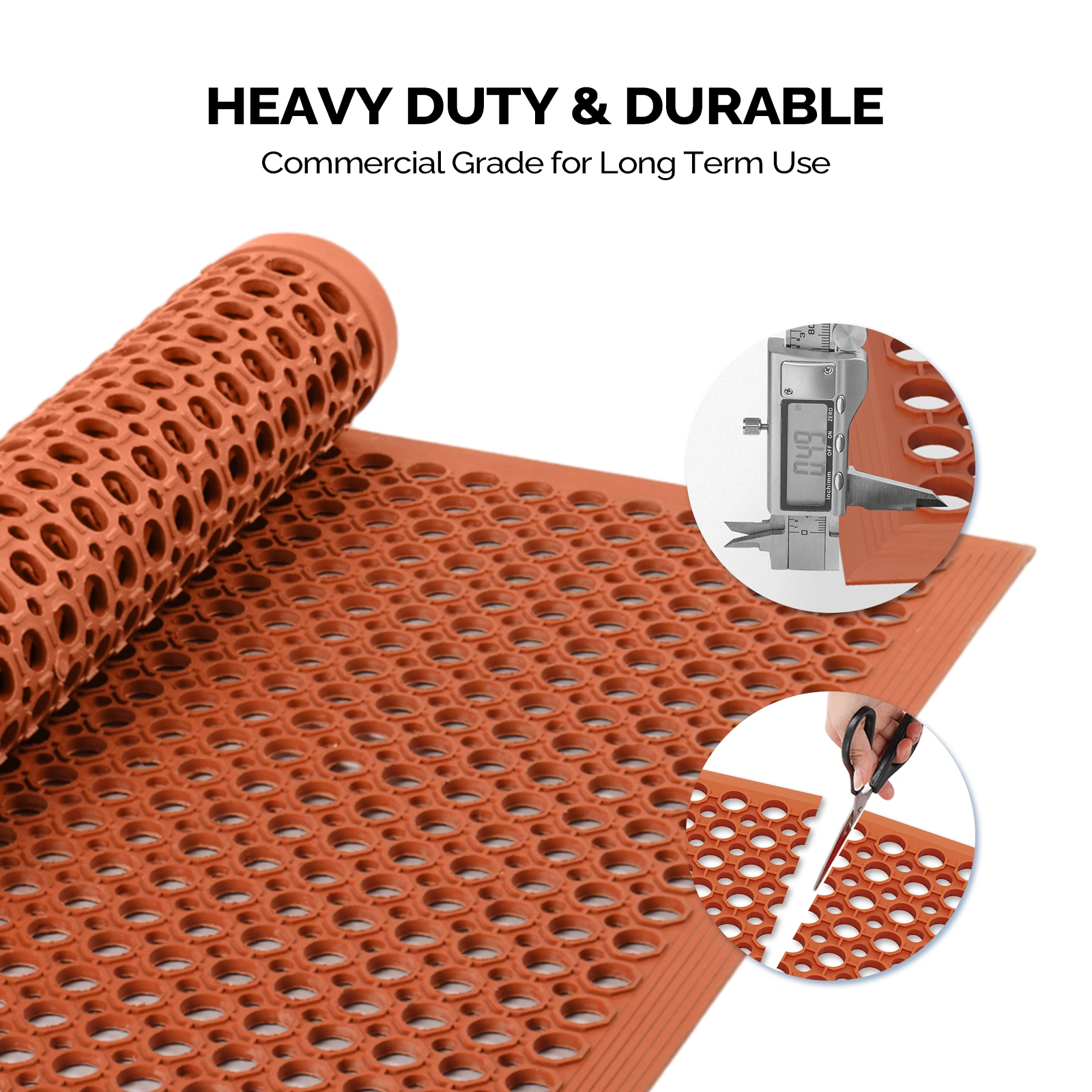 Red Rubber Floor Mat, 60*90*1cm, Anti-Fatigue & Durable view 4
