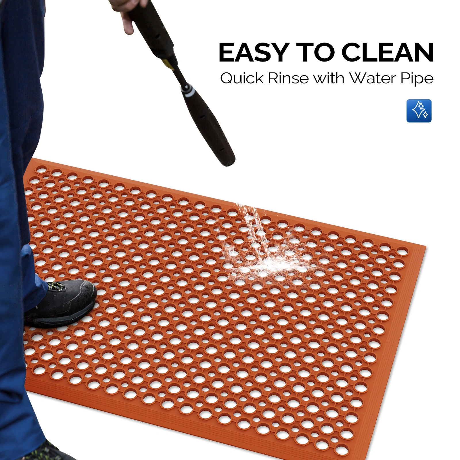 Red Rubber Floor Mat, 60*90*1cm, Anti-Fatigue & Durable view 5