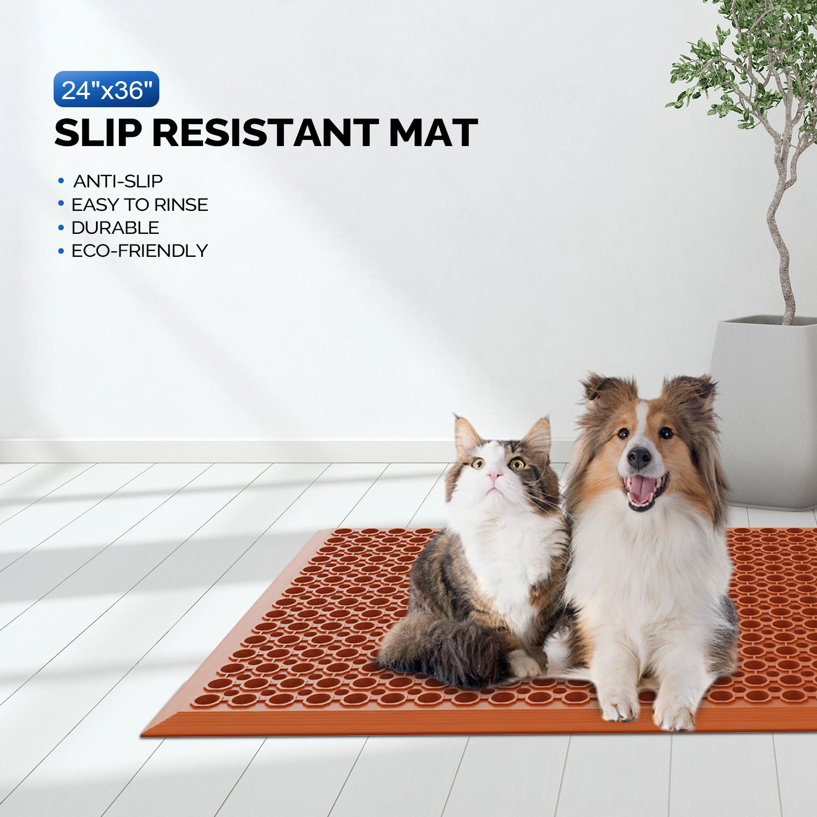 Red Rubber Floor Mat, 60*90*1cm, Anti-Fatigue & Durable view 7