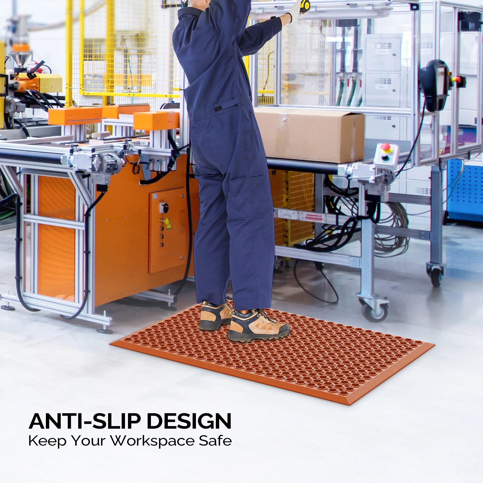 Red Rubber Floor Mat, 60*90*1cm, Anti-Fatigue & Durable view 9