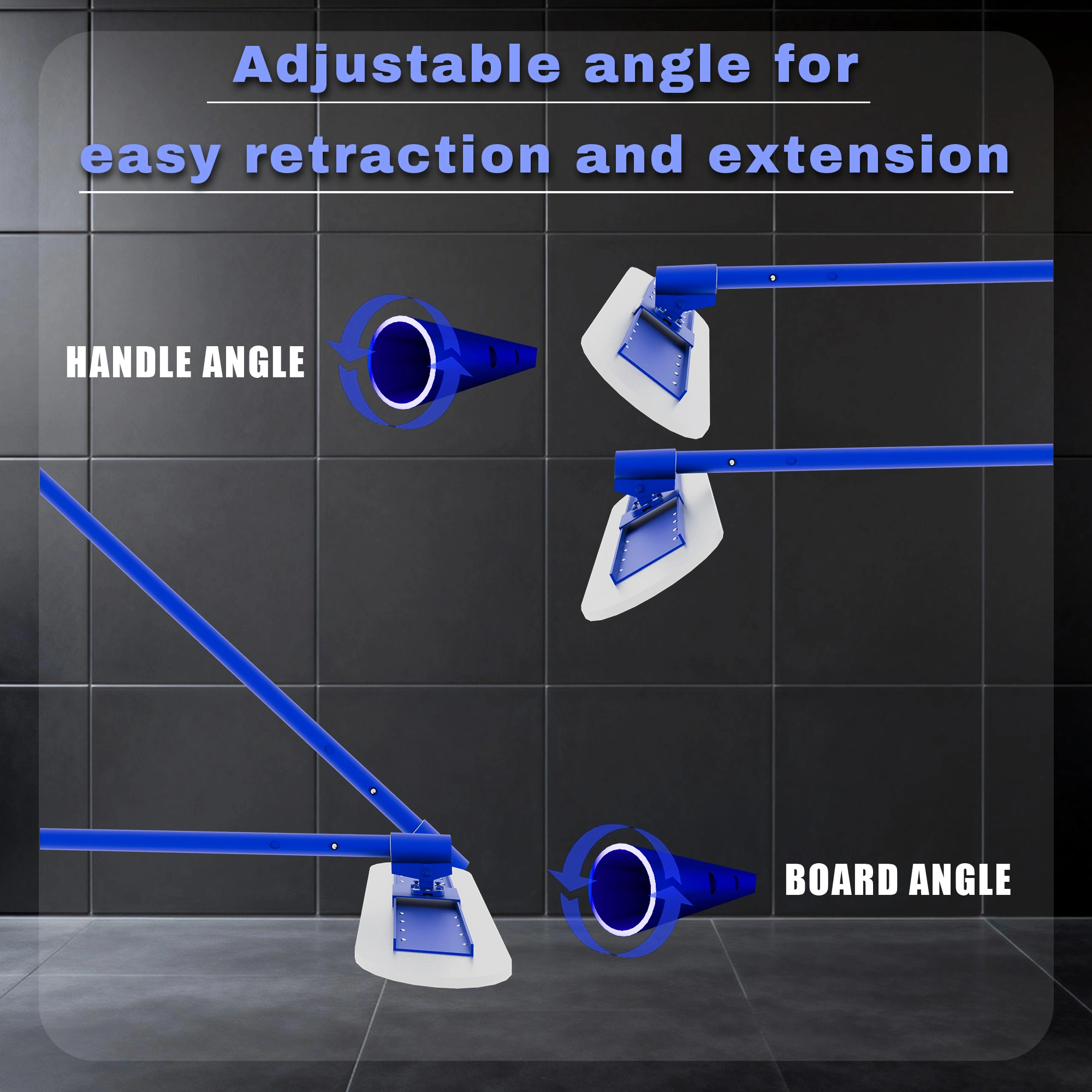 48×8 Inch Concrete Bull Float, Stainless Steel Concrete Finishing Tool, Adjustable Bracket & 4 Float Handles, Professional Smoothing for Construction Flooring view 2