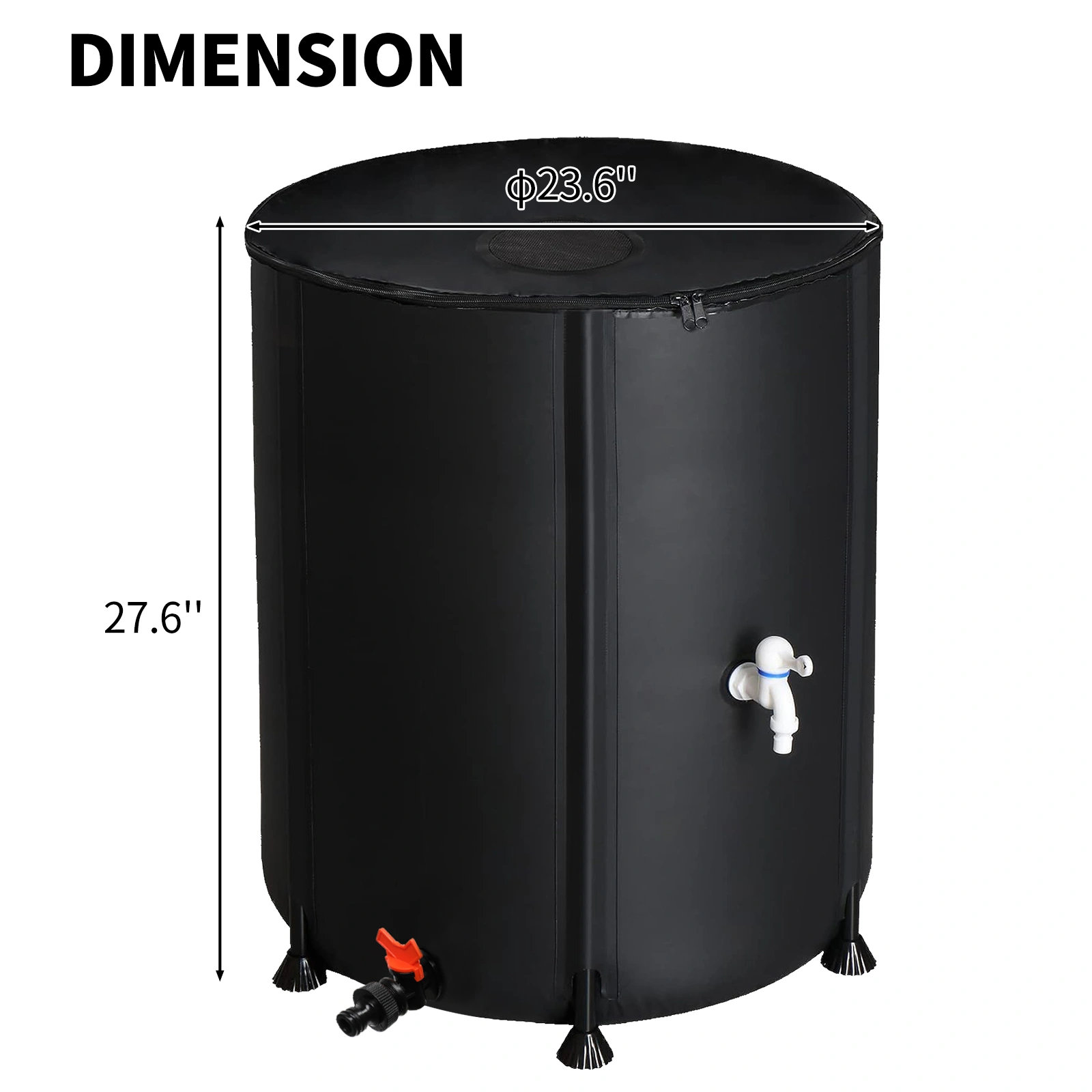 50 Gallon Folding Rain Barrel Water Collector - Black Collapsible Rain Water Barrel with Spigot, Heavy Duty Outdoor Garden Irrigation Reservoir view 2