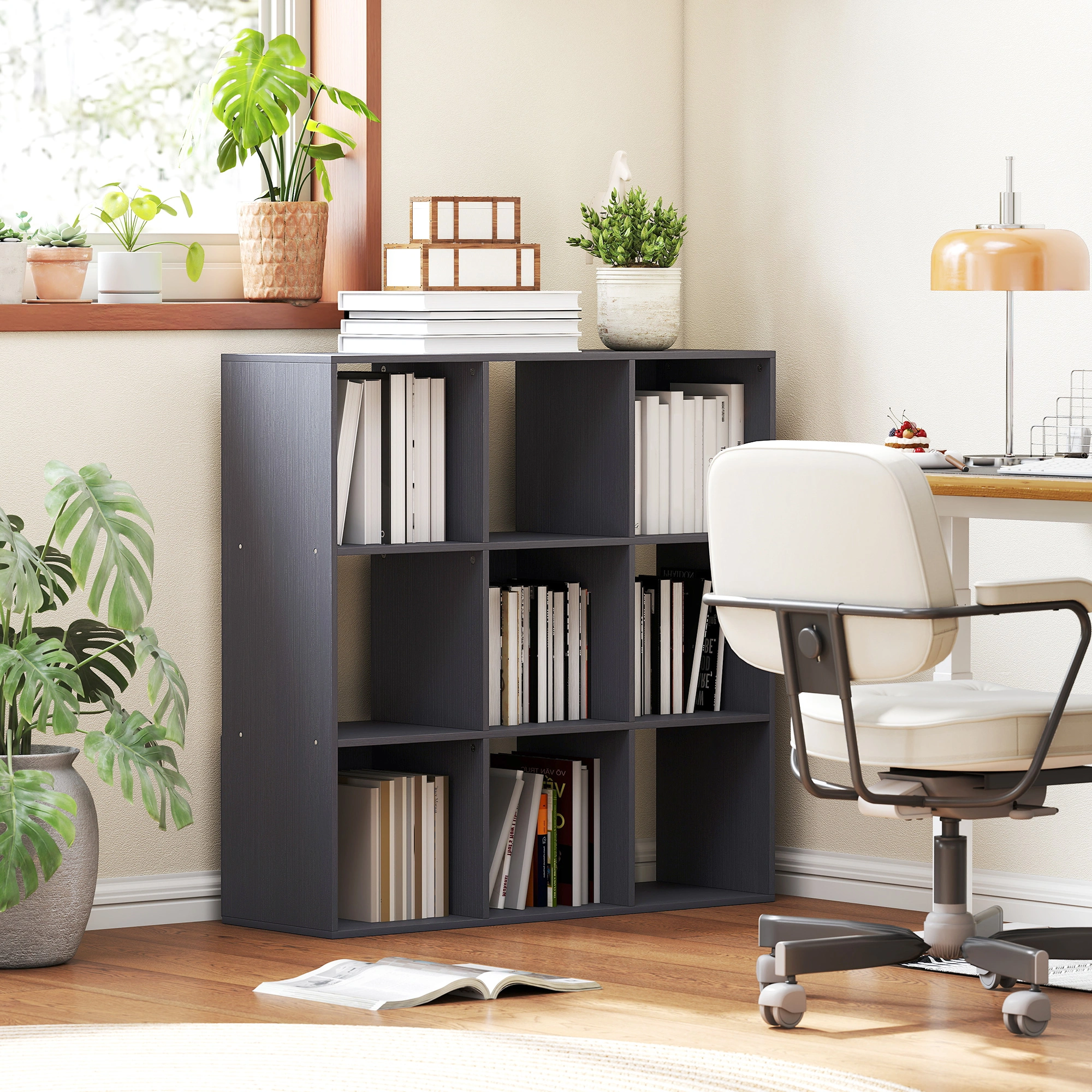 Large Capacity Bookshelf Storage Cabinet, 5-Tier Open Bookcase with Metal Frame, freestanding Organizer Shelf for Living Room & Office