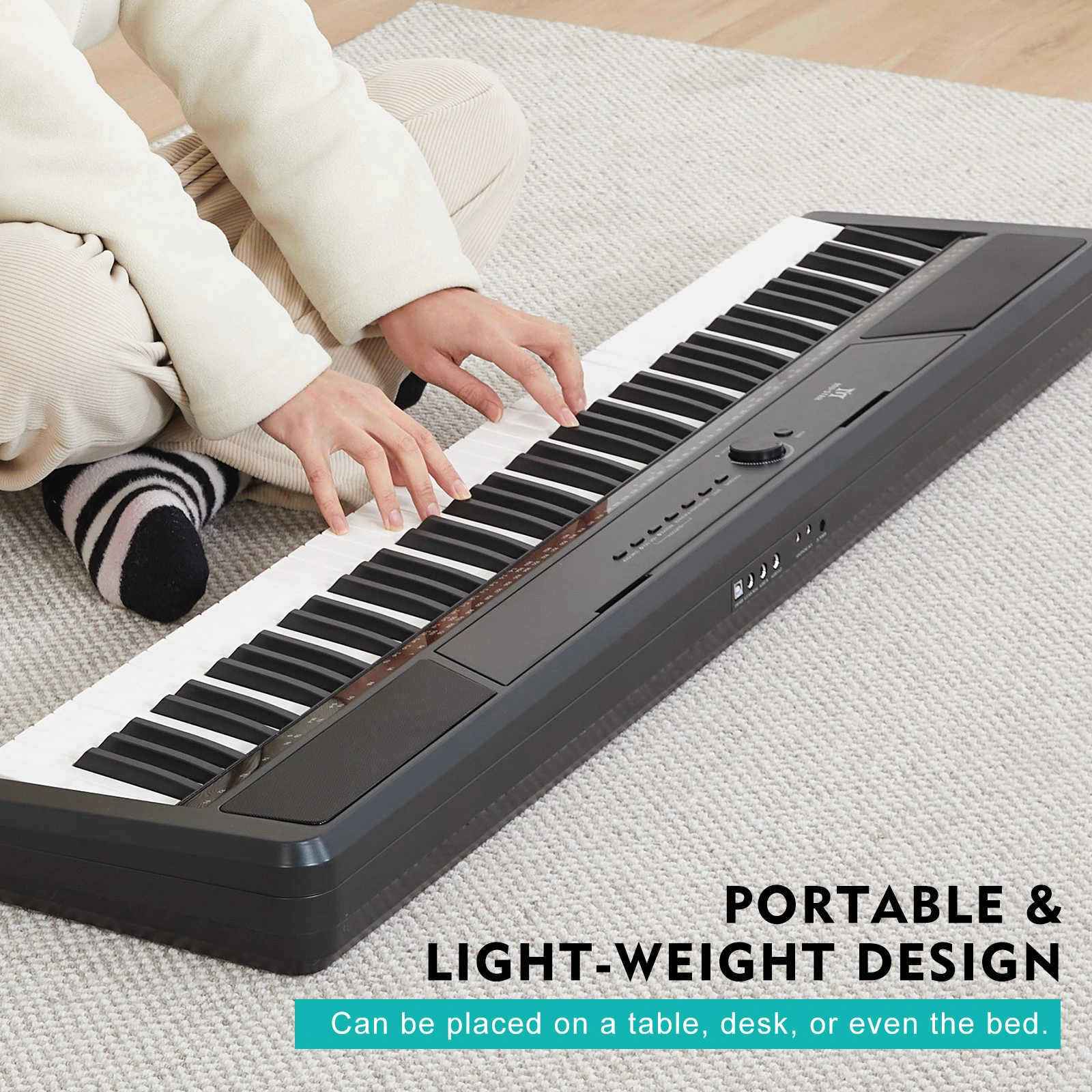 61 Key Digital Piano Keyboard Bundle, Portable Electric Piano with Stool, Bench, Power Adapter, Beginner Kit for Kids & Adults view 3