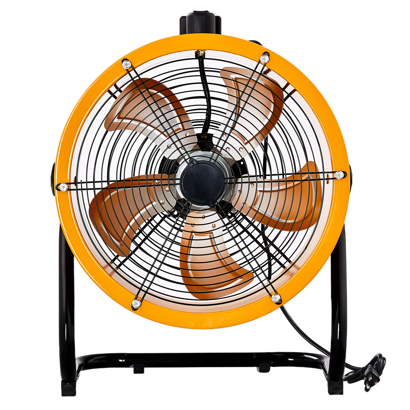 US Standard MLD-400 Barrel Fan 110V 192W 16inch Floor Barrel Fan Mobile Fan with Handle Copper Motor Orange-Yellow Air Circulation Industrial Fan view 2