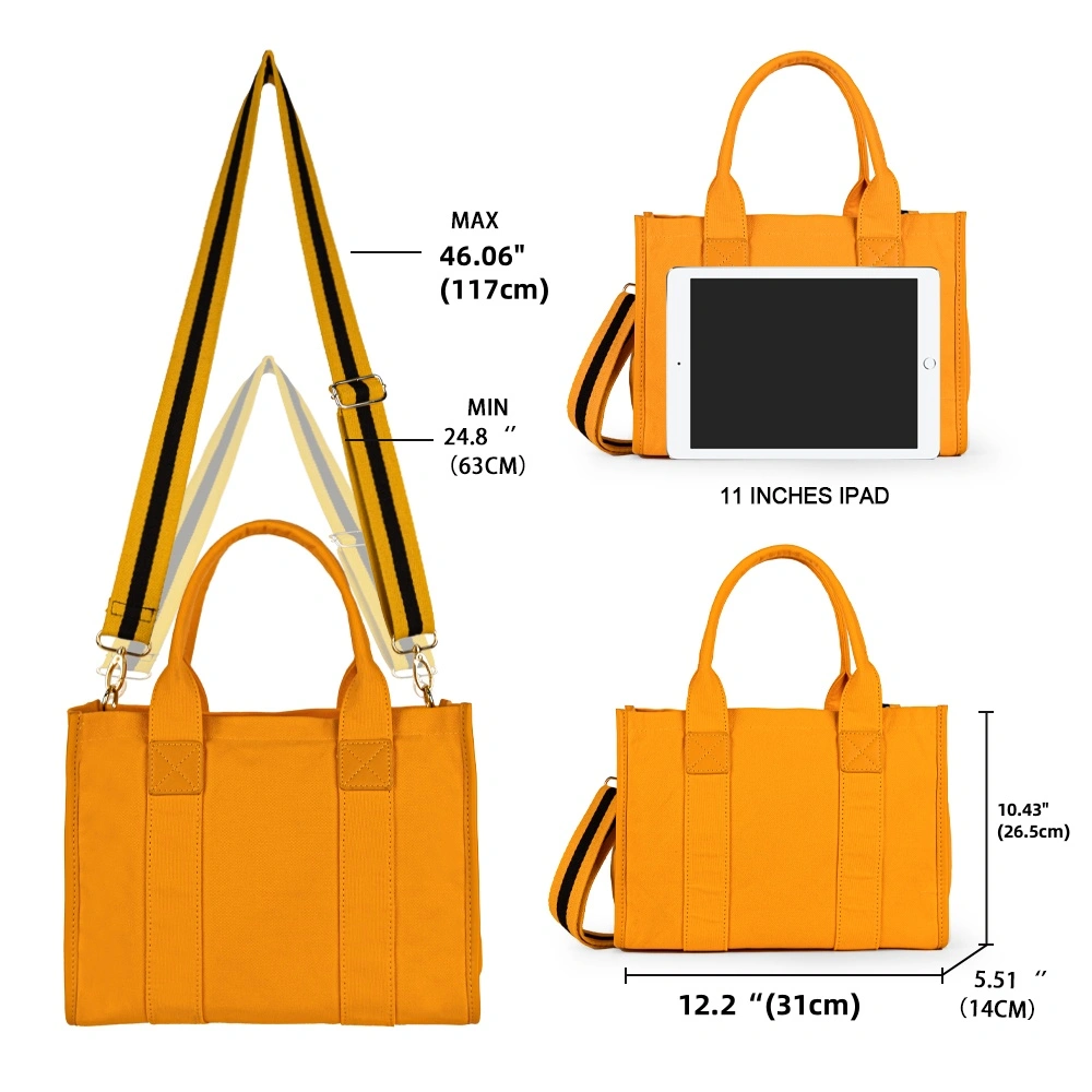 Canvas Tote Bag for Women Top Handle Handbag Crossbody Tote Bag for Women-Orange view 2