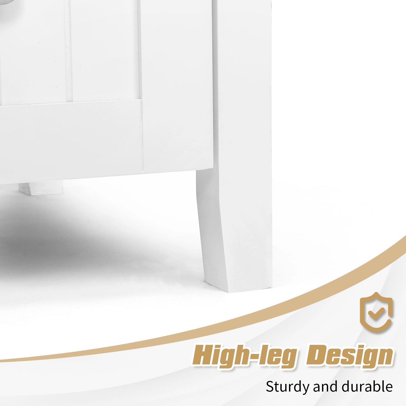Without Basin White MDF spray paint double door double drawer with decorative strips bathroom cabinet 91*46*82cm view 5