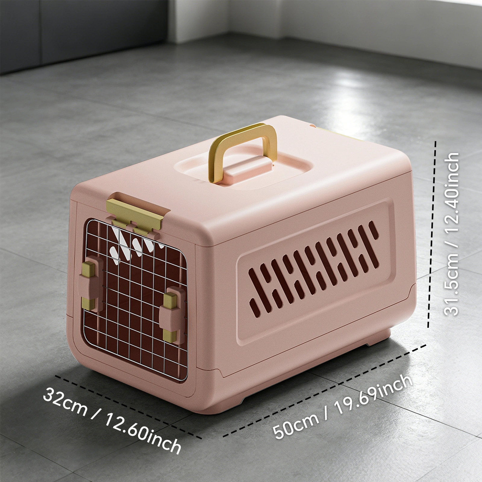 Pink aviation enclosed cat litter box with handle, spacious anti tracking cat toilet, ideal choice for indoor cats and travel view 3
