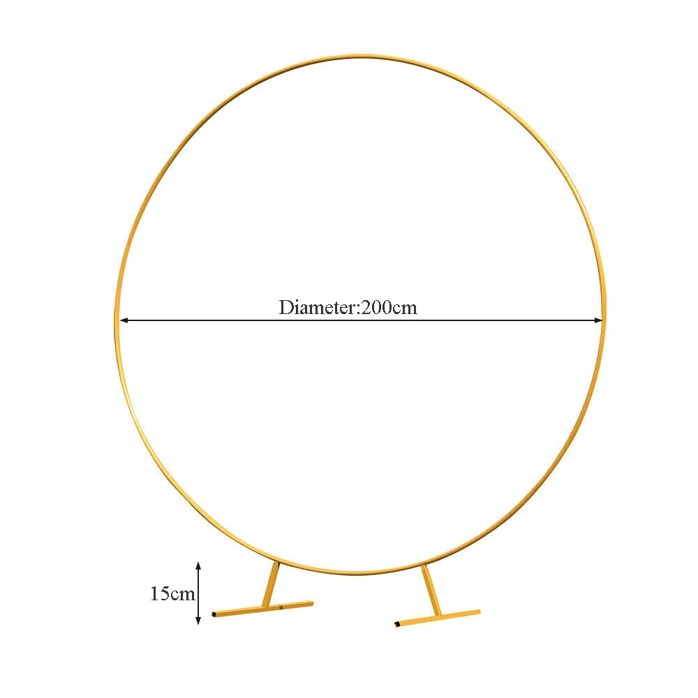 2M Gold Round Hoop Balloon Arch Backdrop Stand Frame, Flower Decor Display for Wedding Party view 3