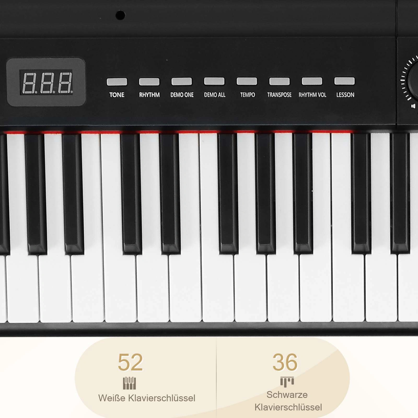 GPP-105 88 Key Digital Piano with Dual X-Shape Stand, Semi-Weighted Full Size Keyboard, MIDI Bluetooth, Headphone, Black view 4