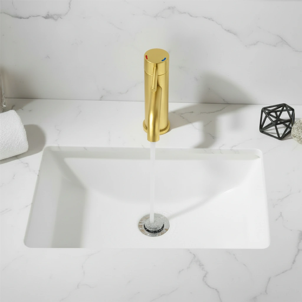 Single Handle Bathroom Faucet Lavatory Faucet Stainless Steel Single Hole-T10, Brushed Gold[Unable ship on weekends, TK/TEMU only for pickup, only TX10643 warehouse supports GOFO] view 3