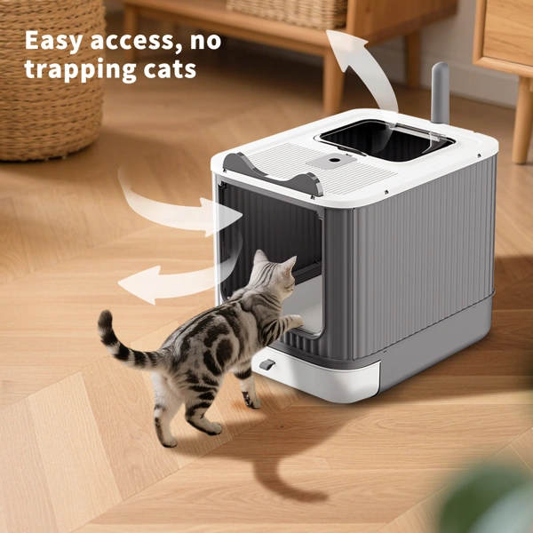 Elevated leak proof elf white cat litter box, made of sturdy and durable materials, also suitable for multi cat households view 7
