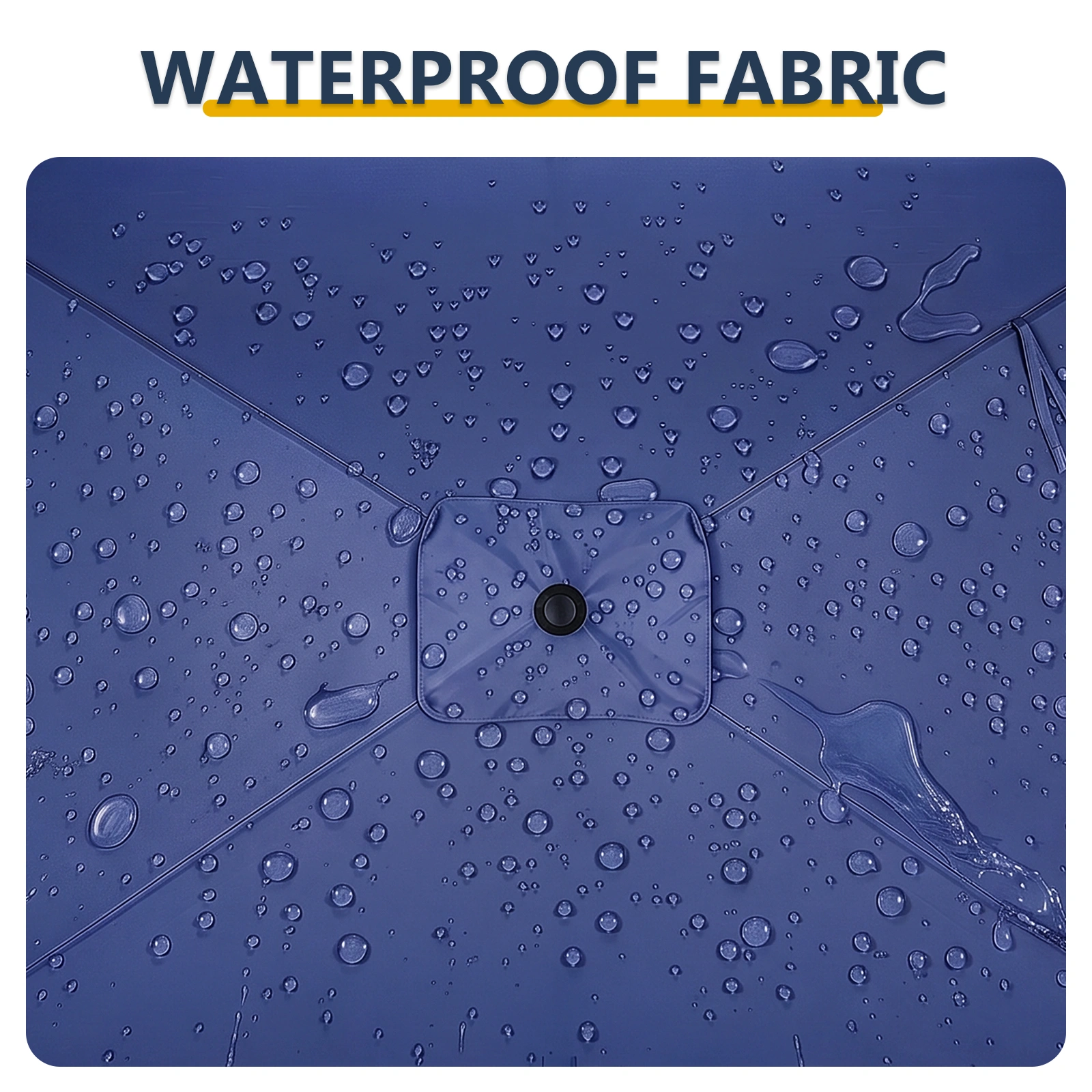 10 x 6.5 FT Square Patio Umbrella, Tilting Outdoor Sun Umbrella with 6 Iron Ribs and Iron Central Pole, Polyester Fabric Outdoor Shade Umbrella Navy Blue view 6