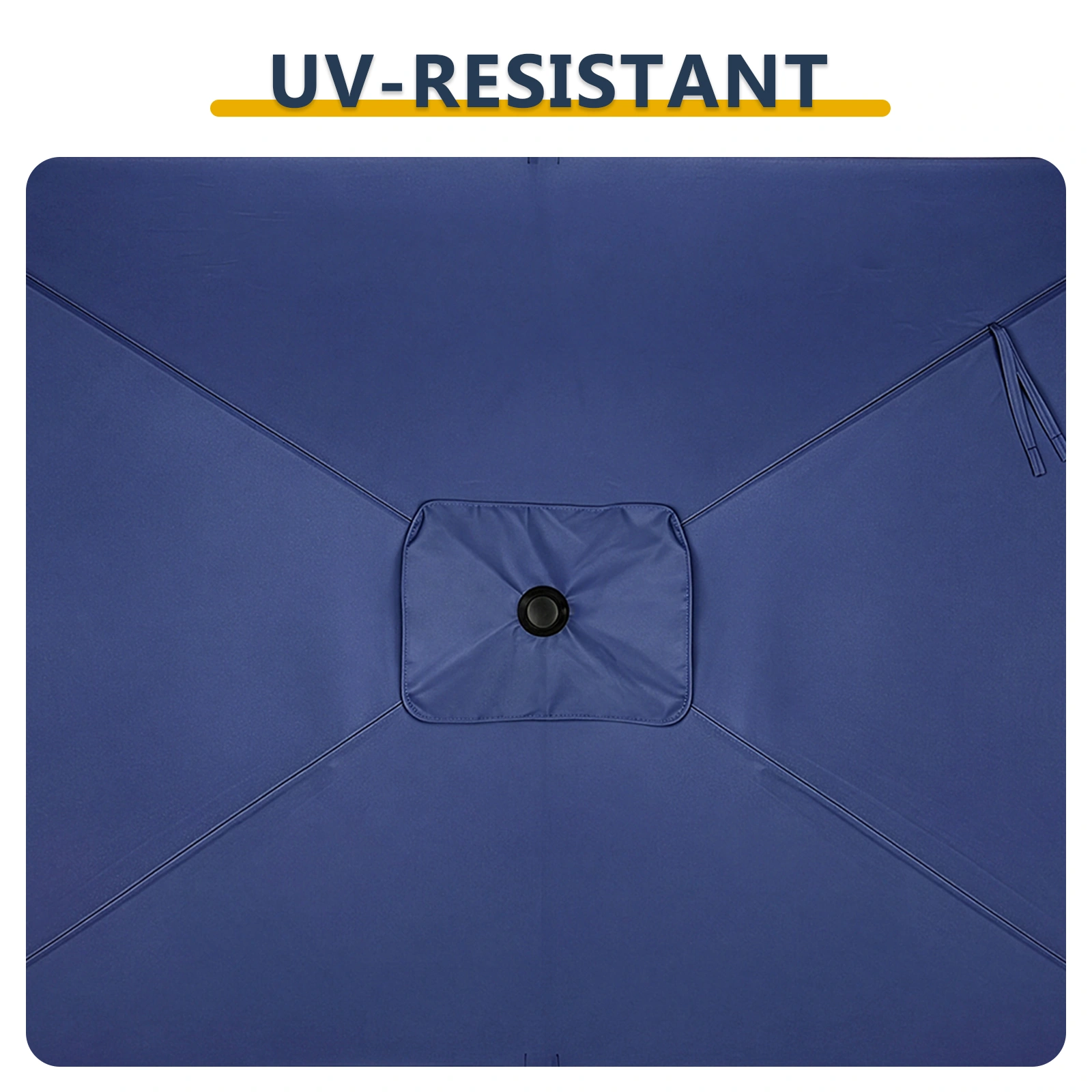 10 x 6.5 FT Square Patio Umbrella, Tilting Outdoor Sun Umbrella with 6 Iron Ribs and Iron Central Pole, Polyester Fabric Outdoor Shade Umbrella Navy Blue view 8