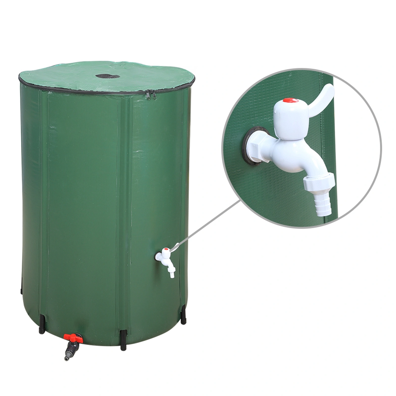 100 Gallon Folding Rain Barrel Water Collector Green view 3
