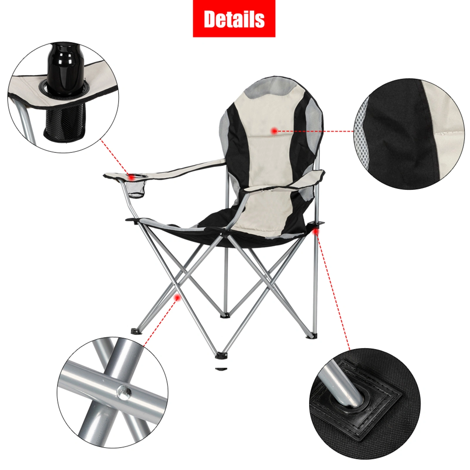 Medium Camping Chair Fishing Chair Folding Chair Black Gray view 15