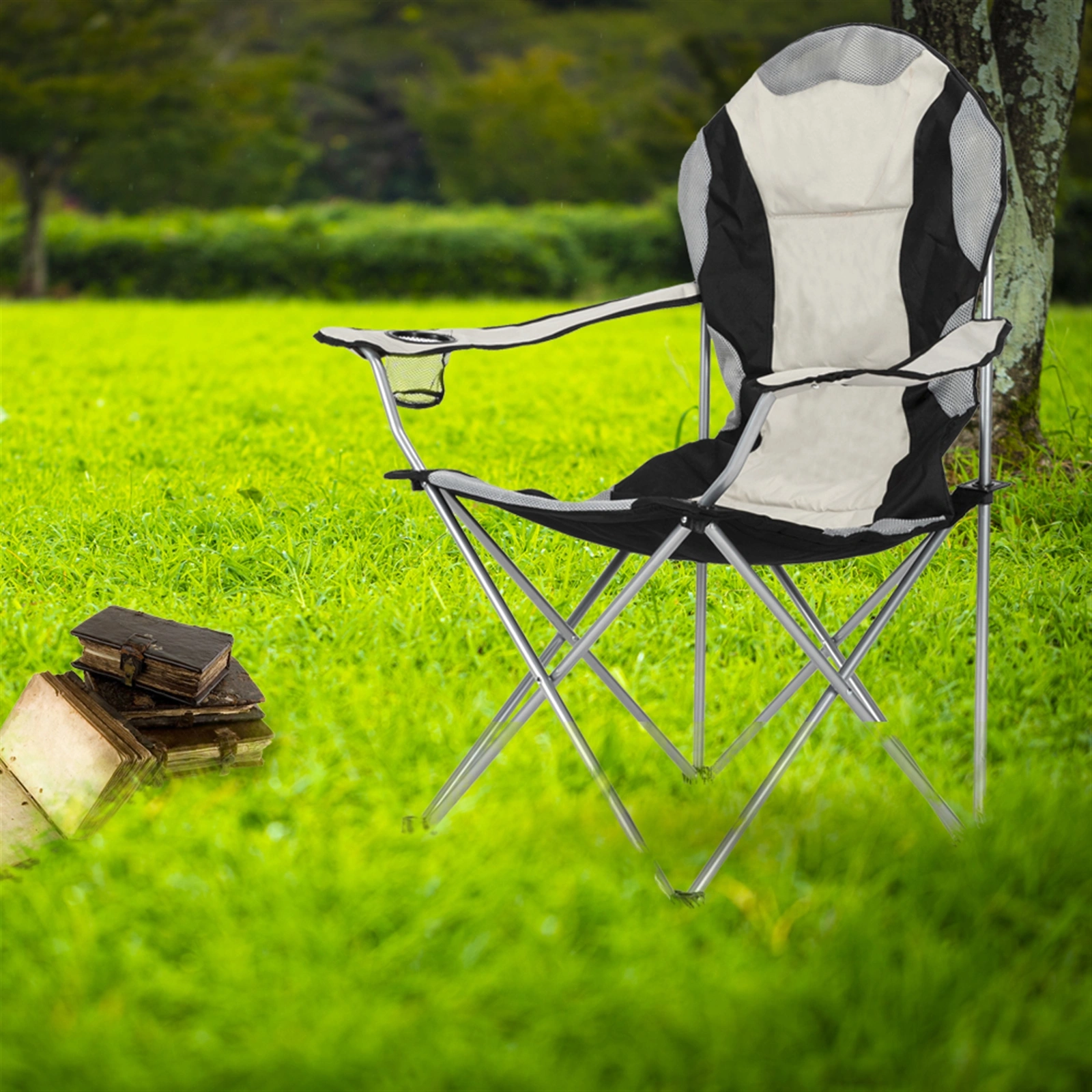 Medium Camping Chair Fishing Chair Folding Chair Black Gray view 22