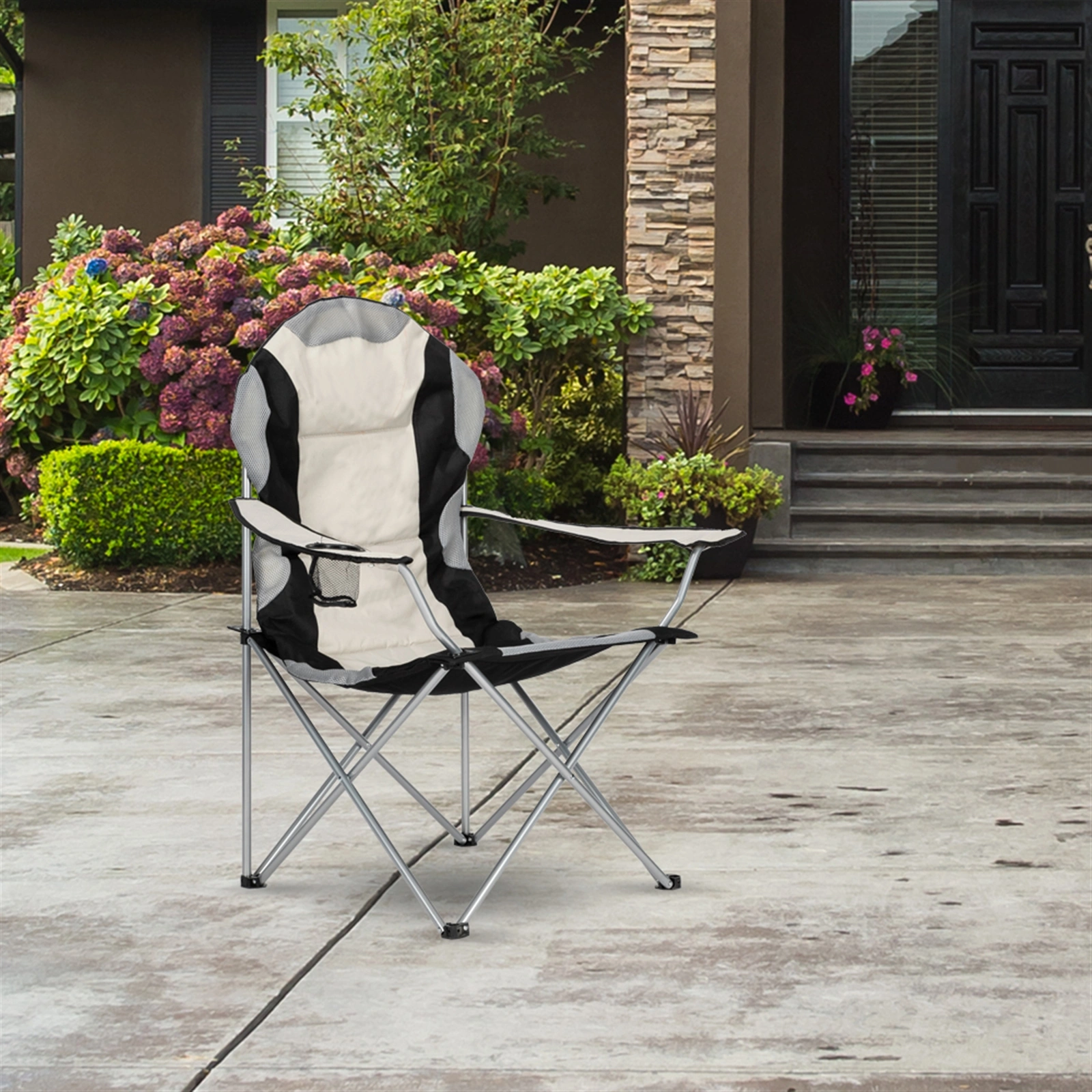 Medium Camping Chair Fishing Chair Folding Chair Black Gray view 23